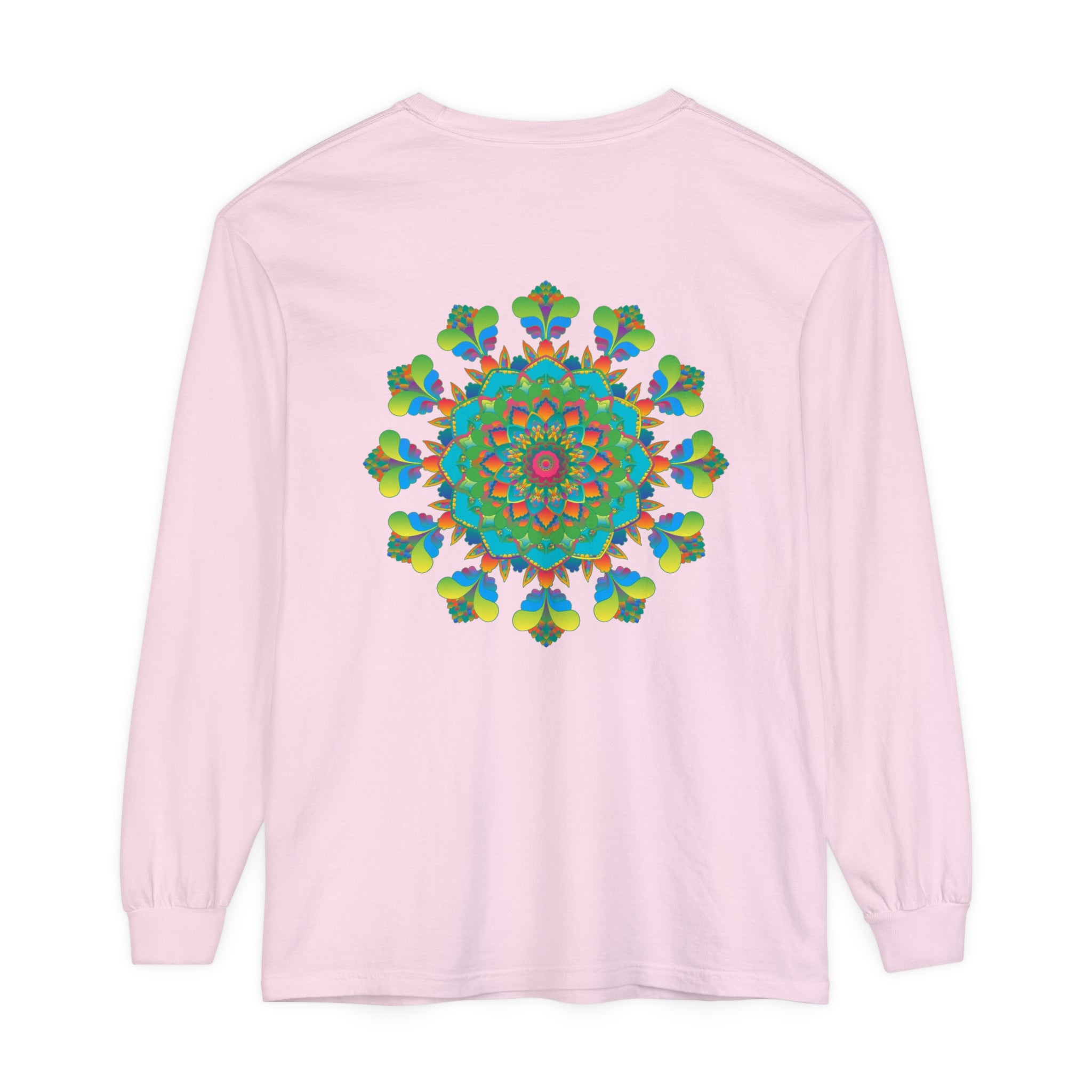 Colorful and mesmerizing long sleeve tie dye t-shirt with psychedelic mandala design