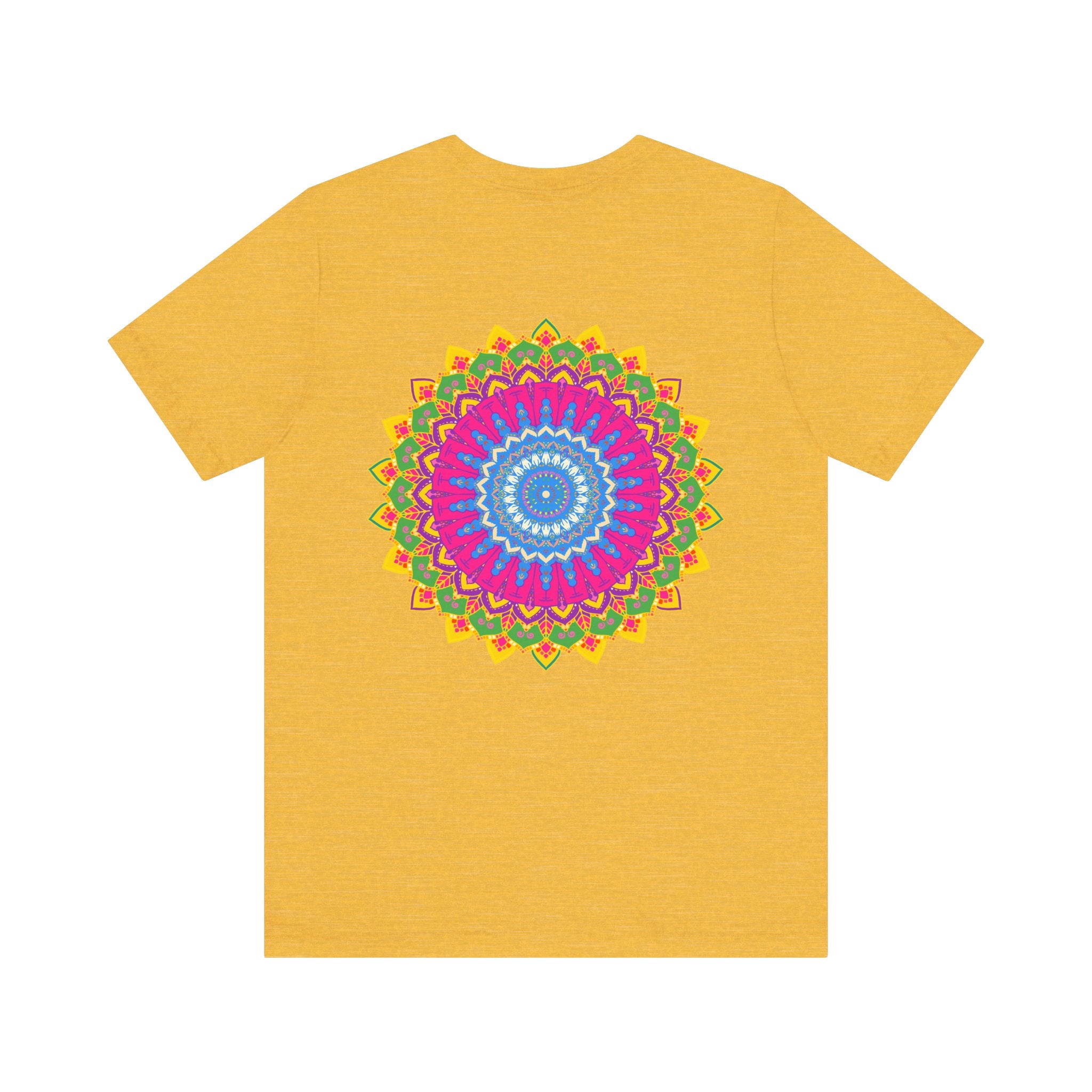 Colorful and intricate mandala design t-shirt promoting spiritual peace and harmony