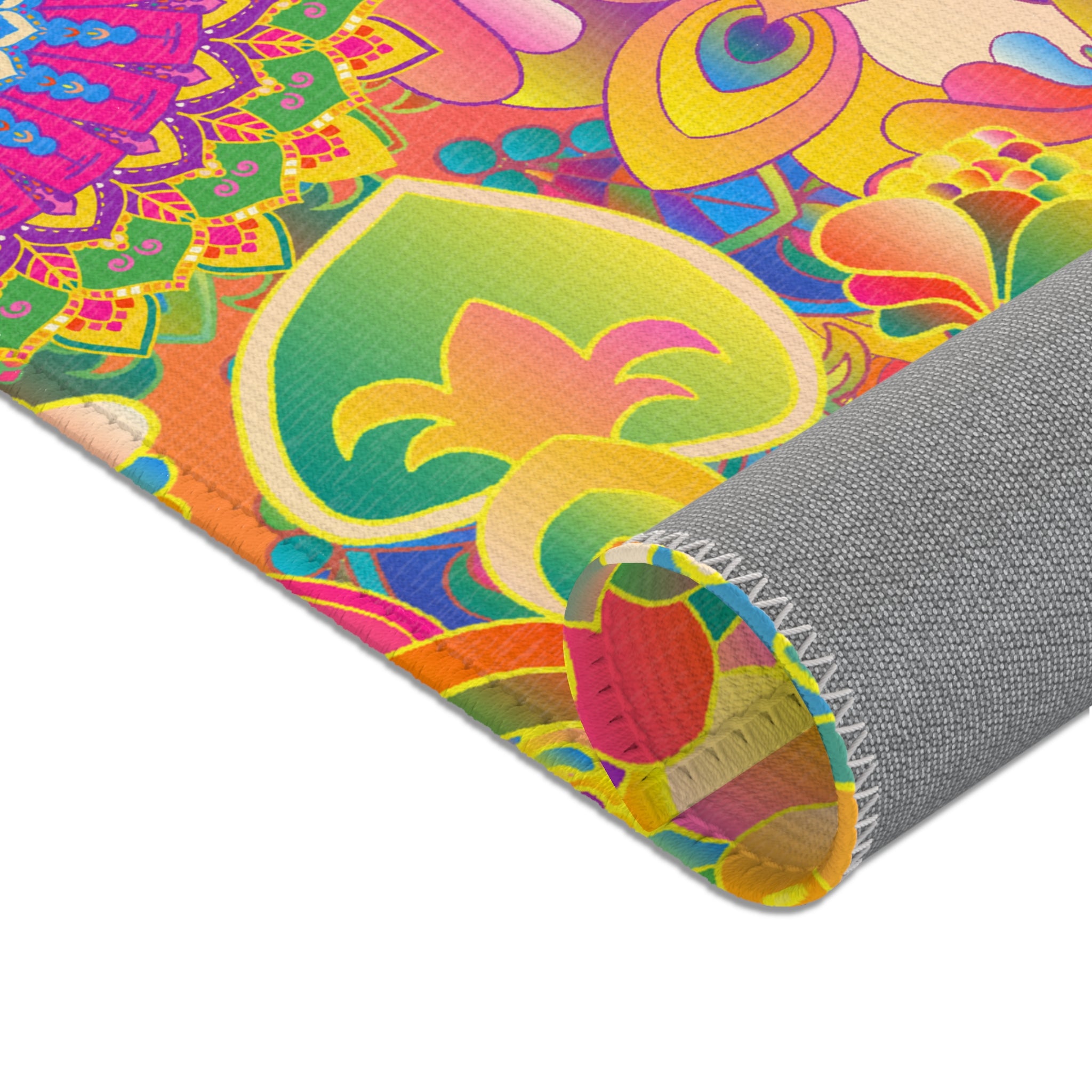 Psychedelic Floral Mandala Area Rug