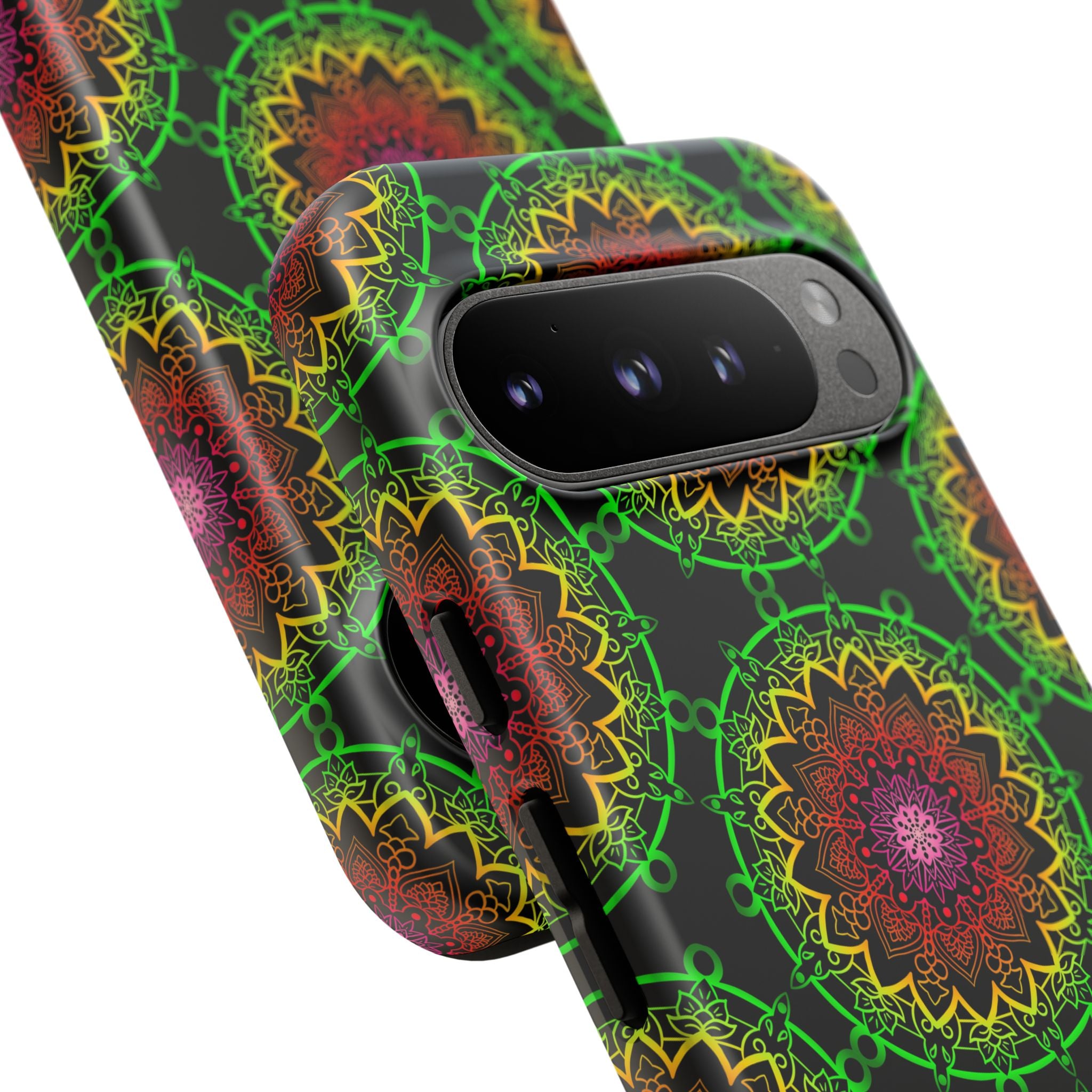 Custodia per telefono con mandala artistica, motivi audaci e stile moderno