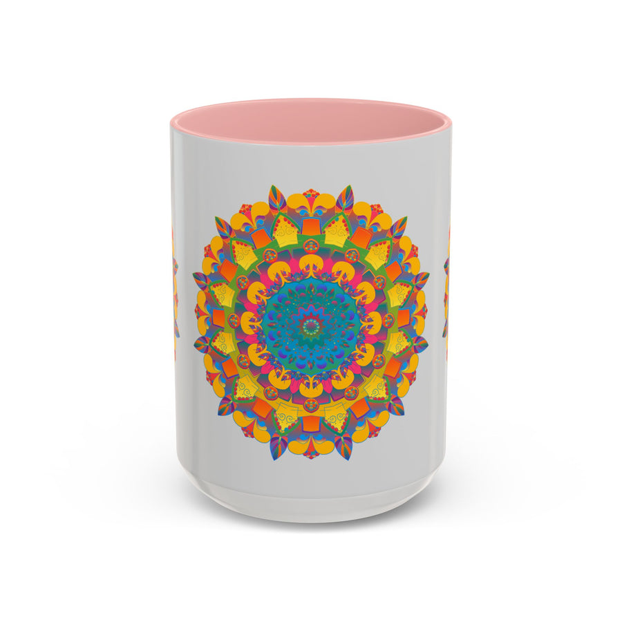 Vibrant and detailed mandala art mug in bright and lively colors