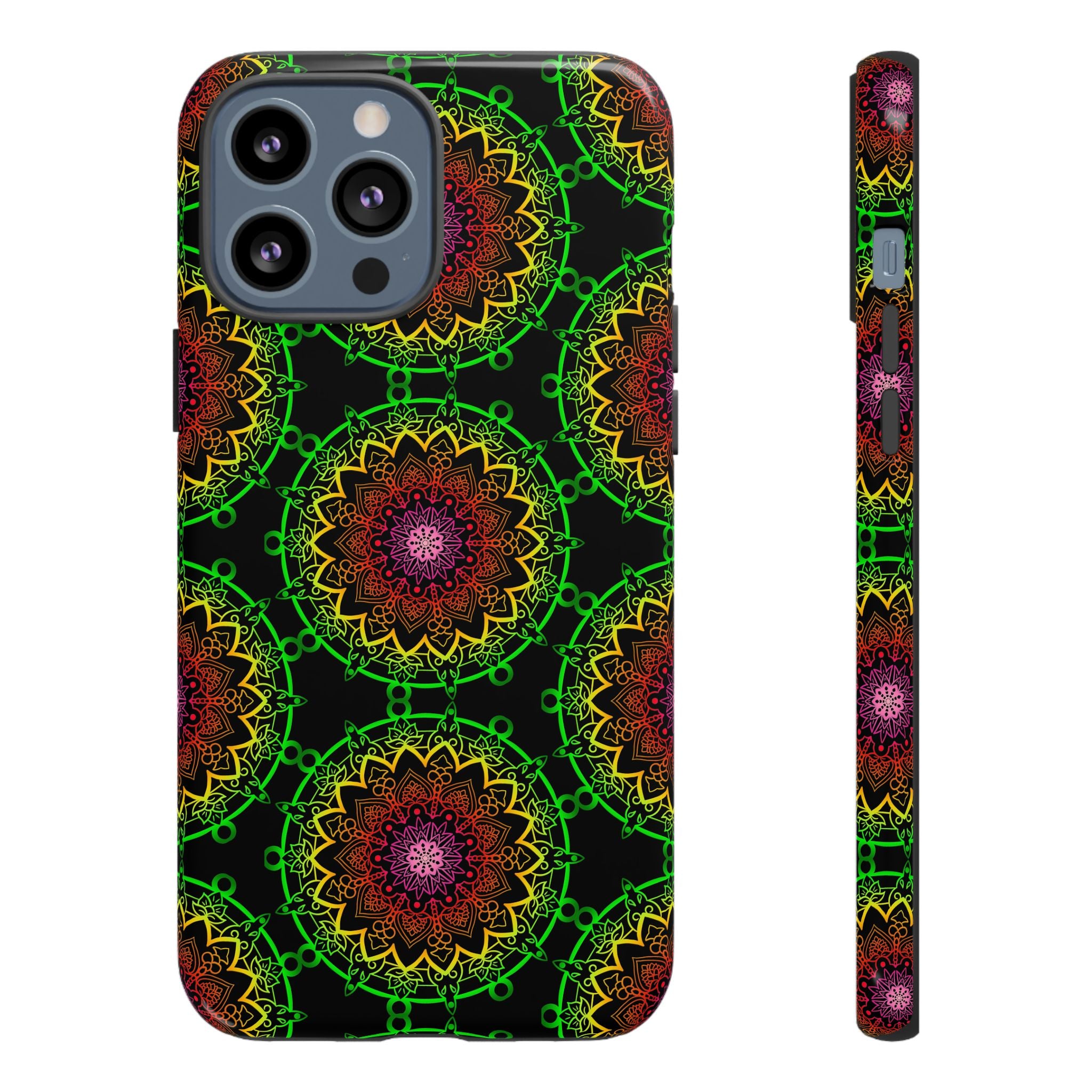 Custodia per telefono con mandala artistica, motivi audaci e stile moderno