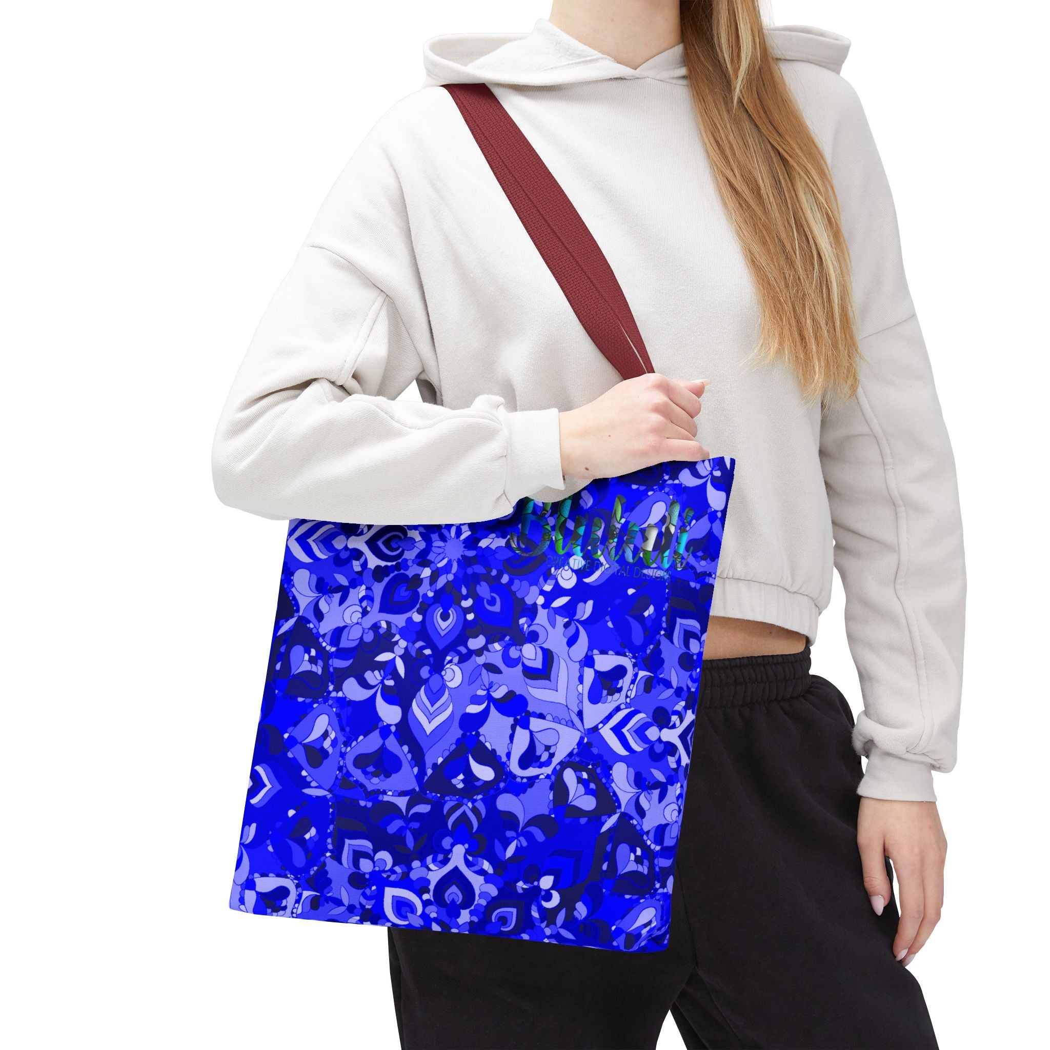 Borsa tote con design mandala blu per un uso quotidiano elegante