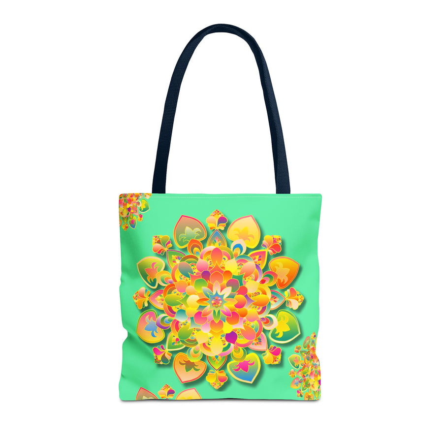 Floral Mandala Tote Bag — Bright Tropical Green All-Over Print