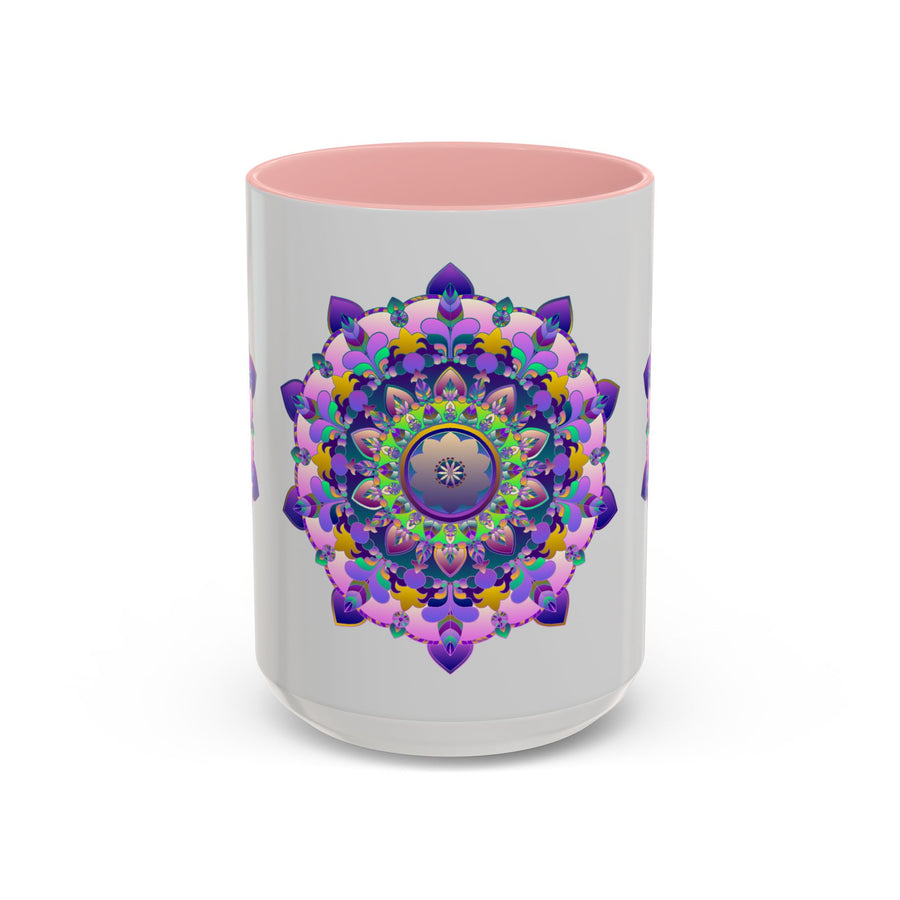 Beautiful and vibrant mandala art mug with colorful floral design