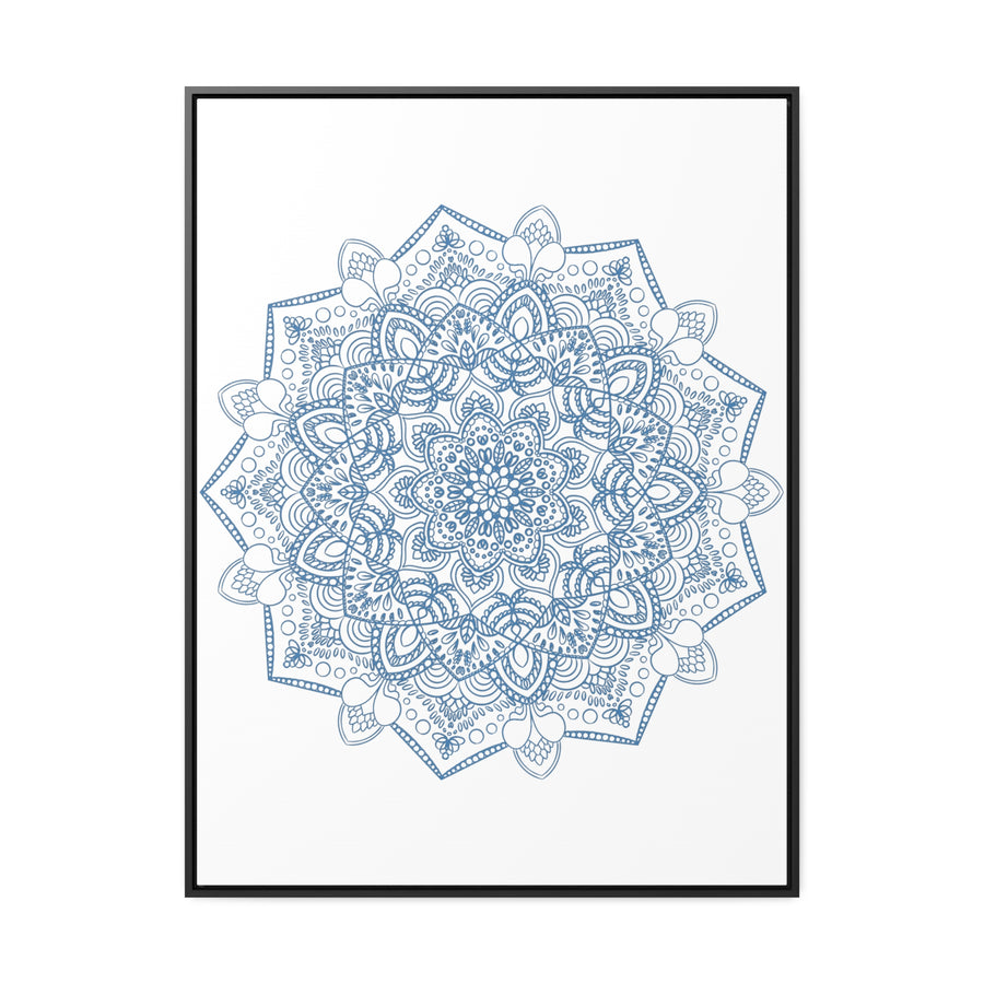 Mandala Handmade Art in Steel Blue, featuring intricate design on canvas wraps