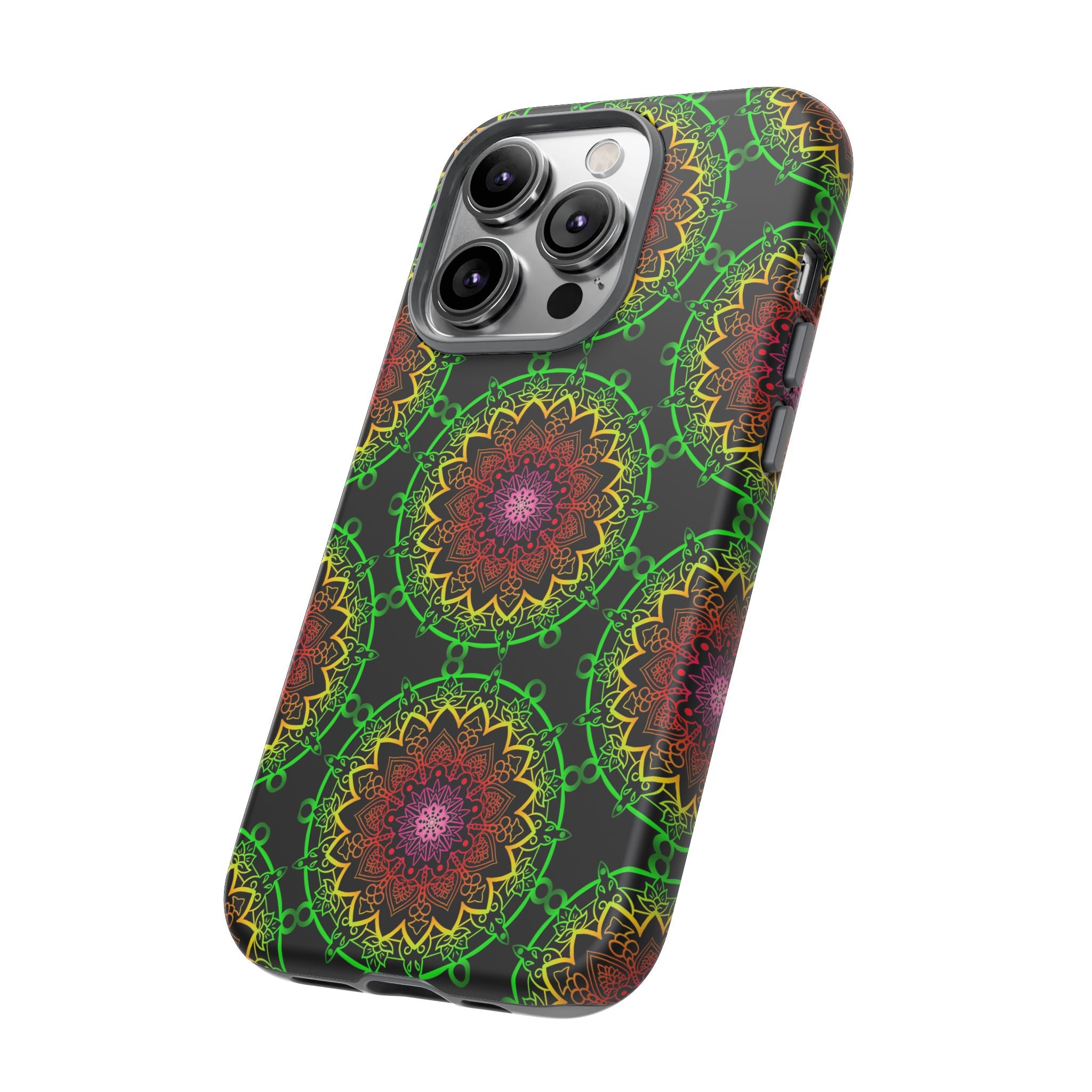 Custodia per telefono con mandala artistica, motivi audaci e stile moderno
