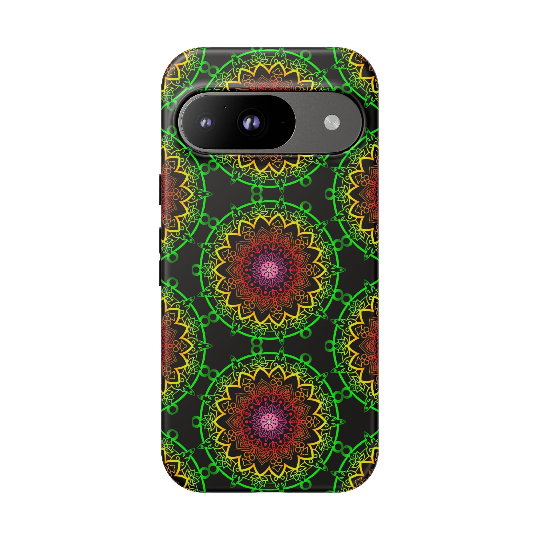 Custodia per telefono con mandala artistica, motivi audaci e stile moderno