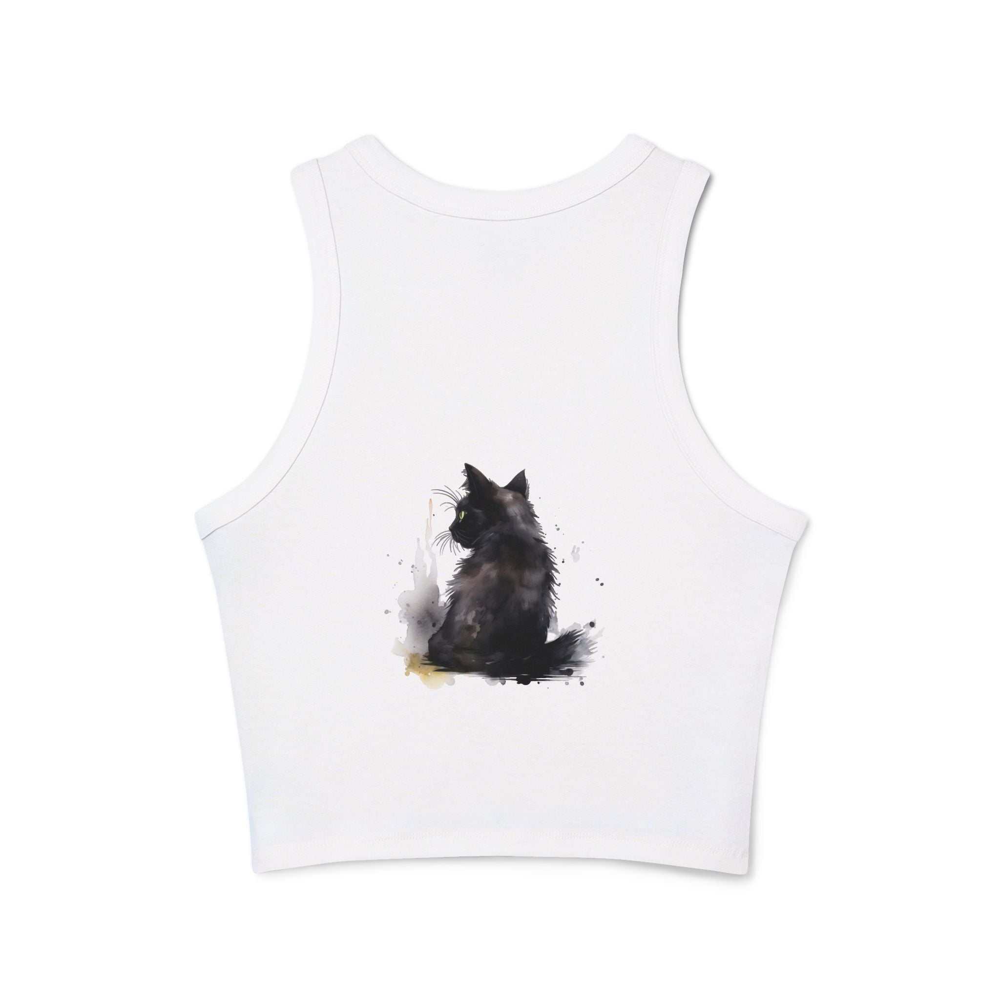 Black Cat Watercolor Racerback Tank Top with comfortable fit