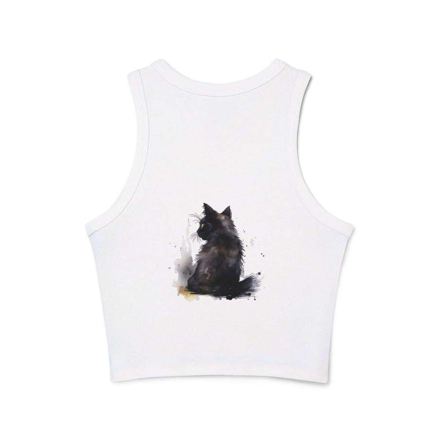 Black Cat Watercolor Racerback Tank Top with comfortable fit