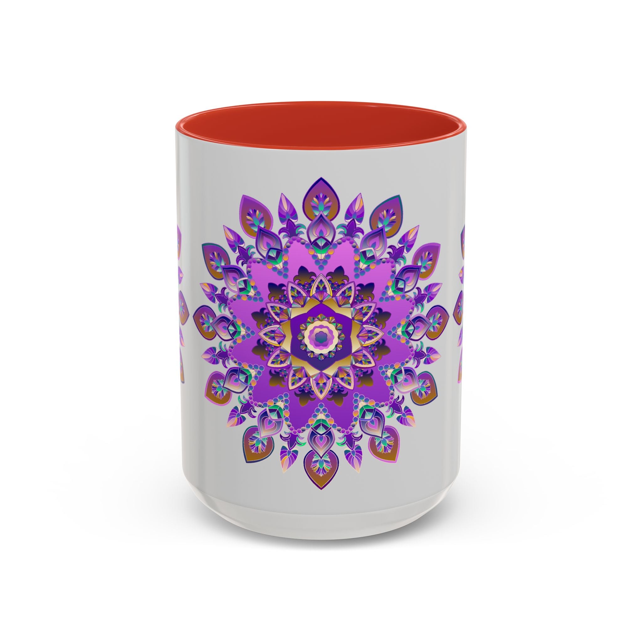 Beautiful purple and gold mandala mug with bohemian art design