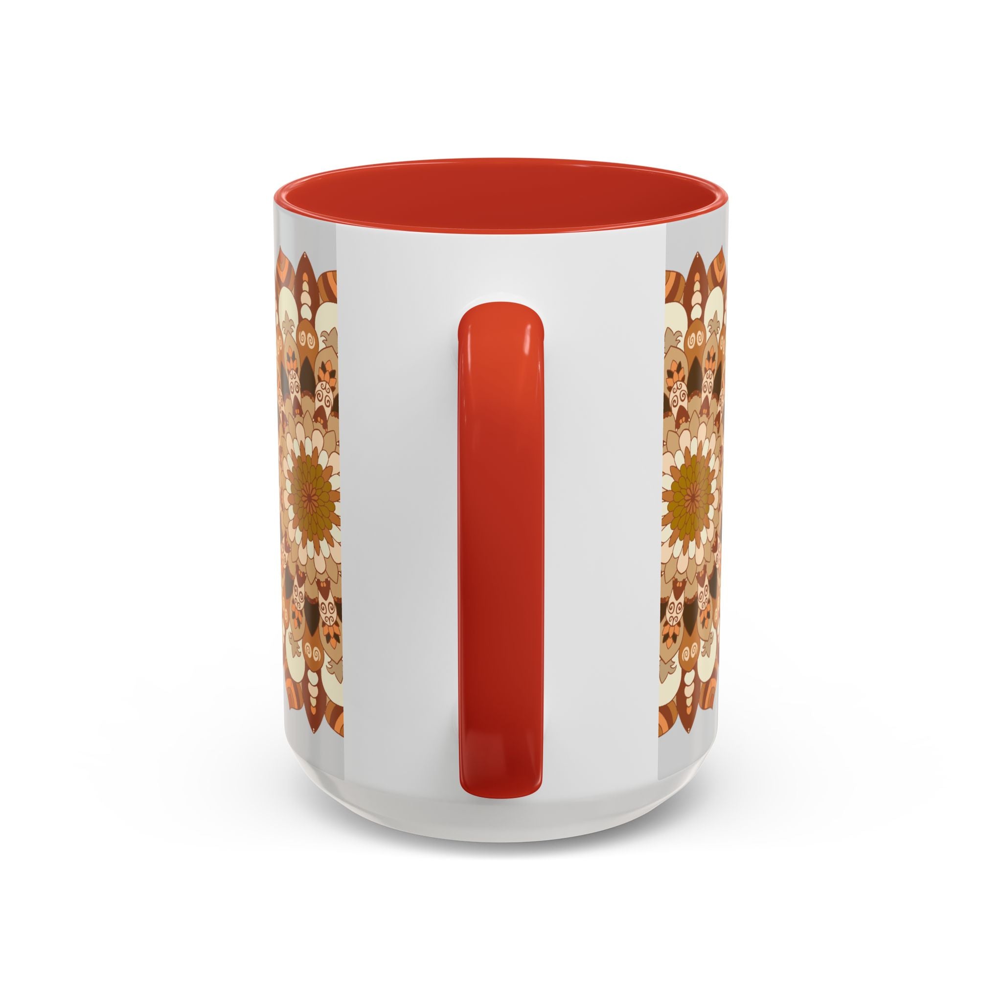 Fashionable light grey mandala art mug with intricate and delicate design