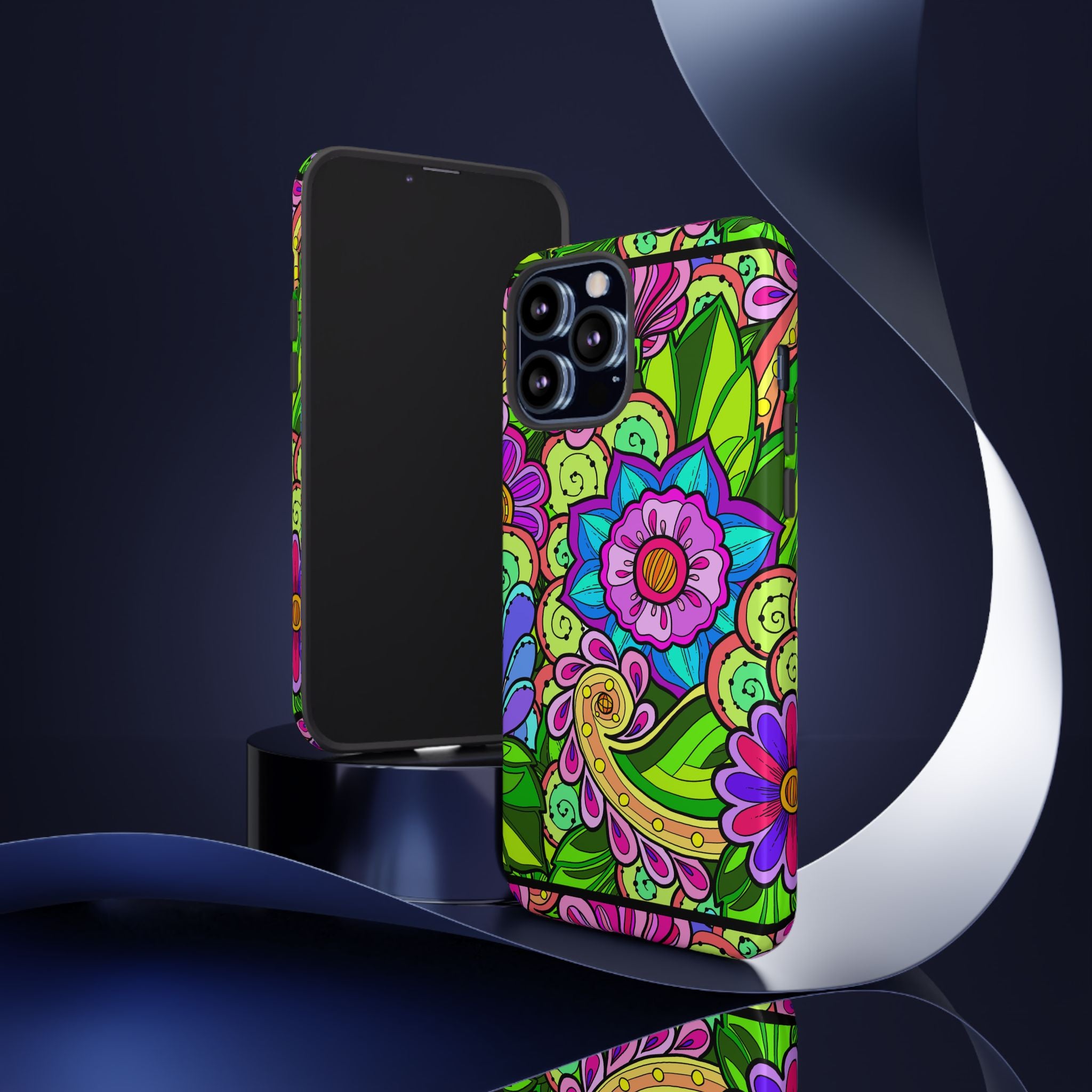 Floral Fantasy iPhone and Google Pixel Case in Bright Green Palette
