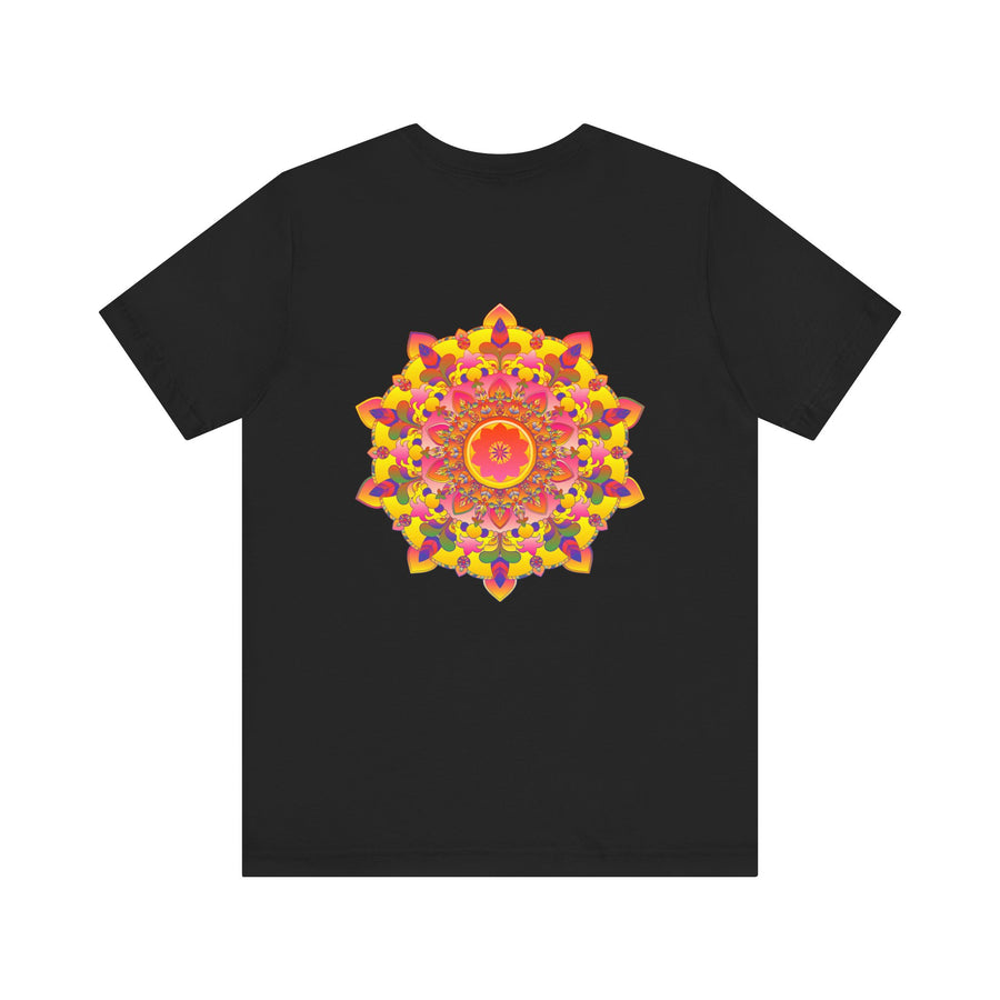 Colorful and intricate mandala design on a tee promoting spiritual peace and harmony