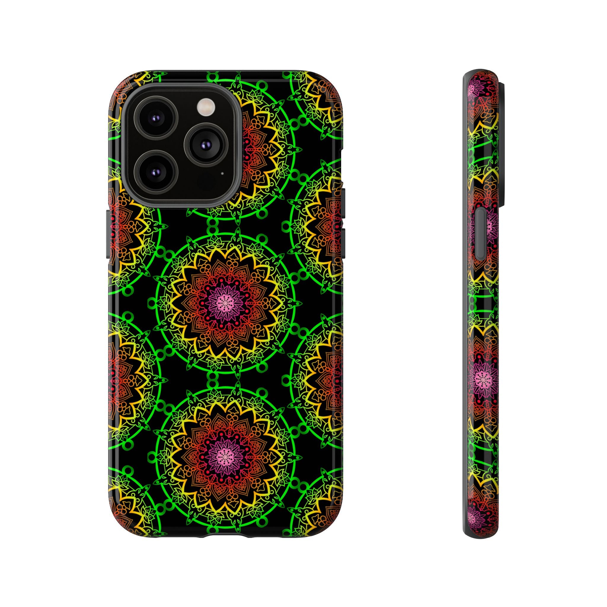 Custodia per telefono con mandala artistica, motivi audaci e stile moderno