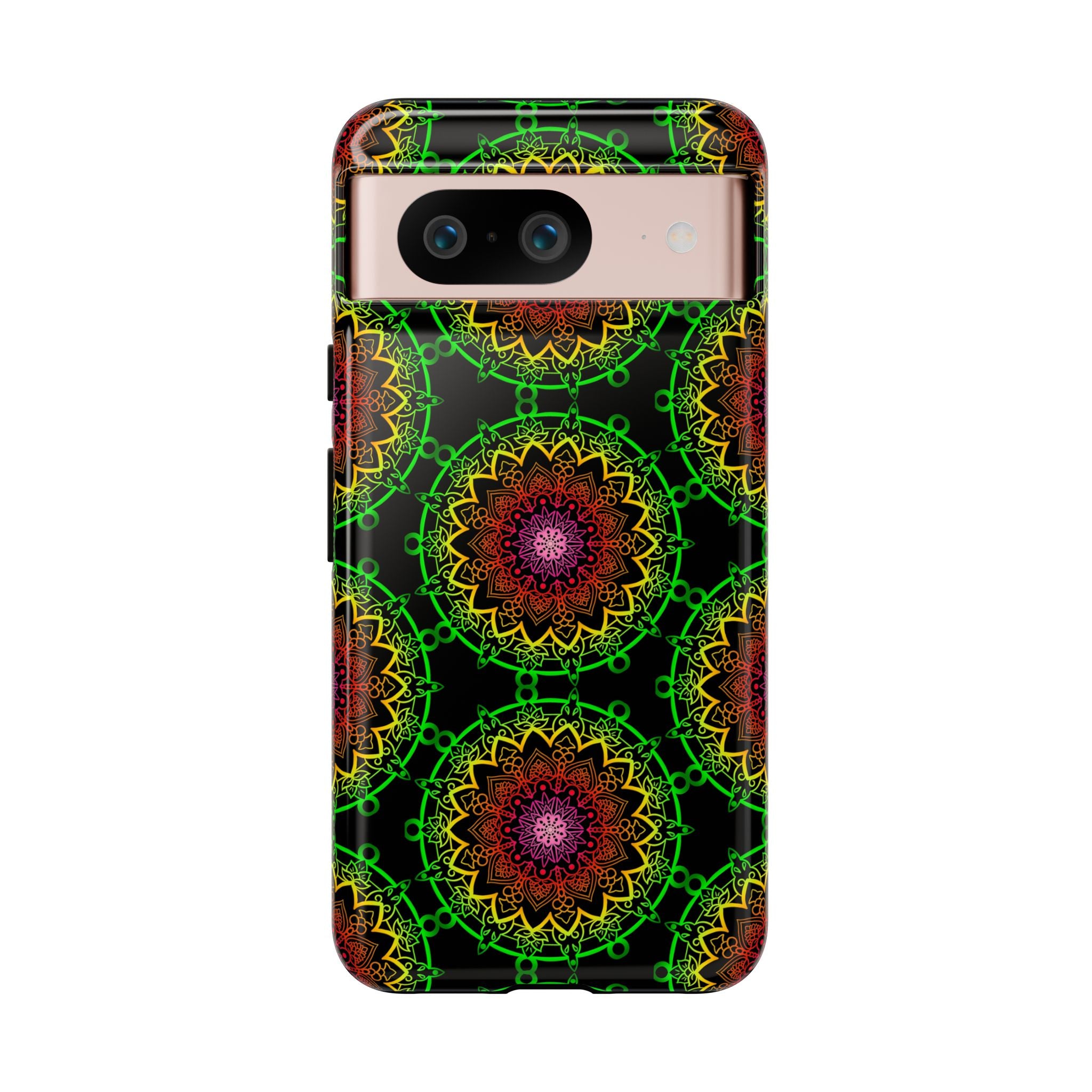 Custodia per telefono con mandala artistica, motivi audaci e stile moderno