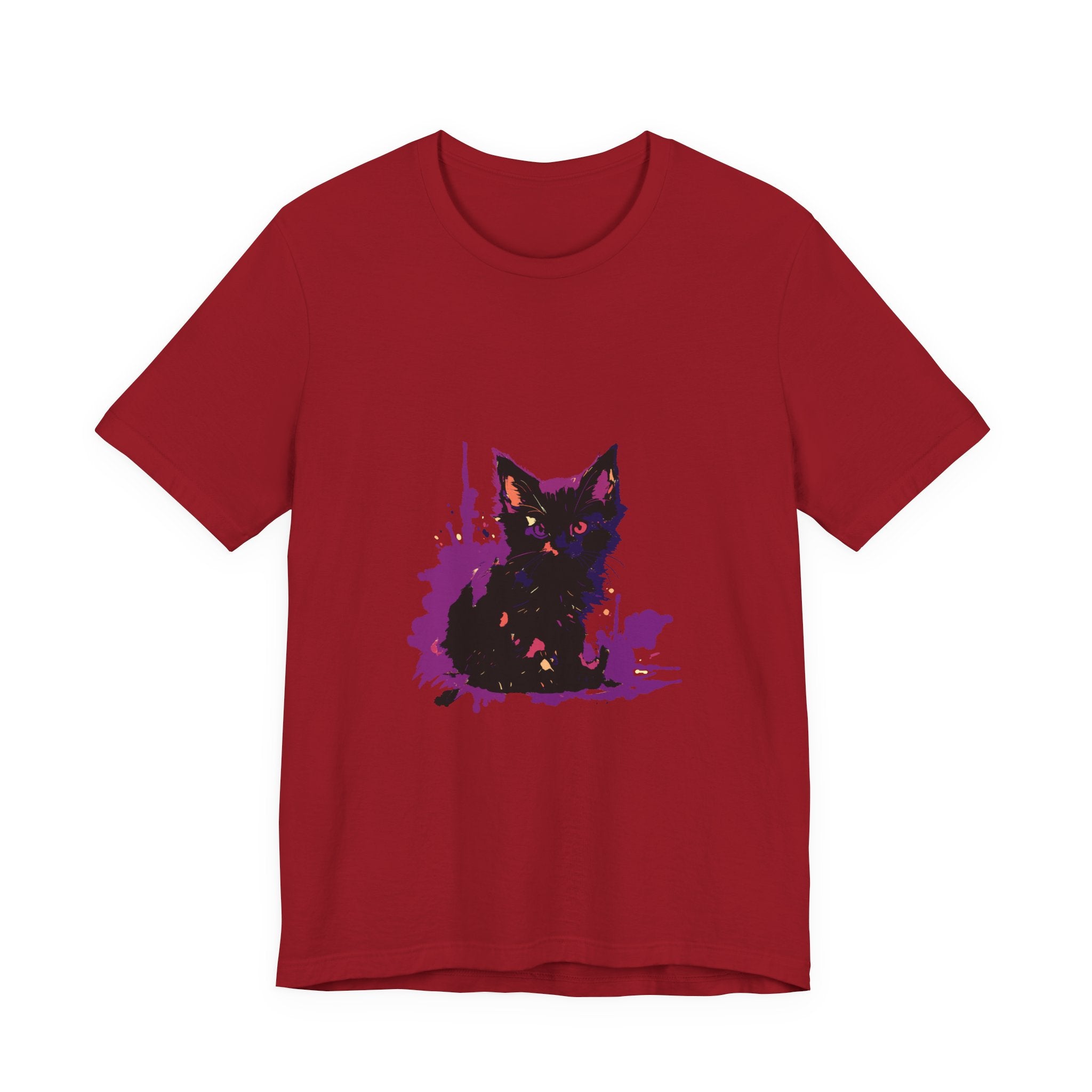 Black Cat Mystery - Purple Paint Splatter T-Shirt