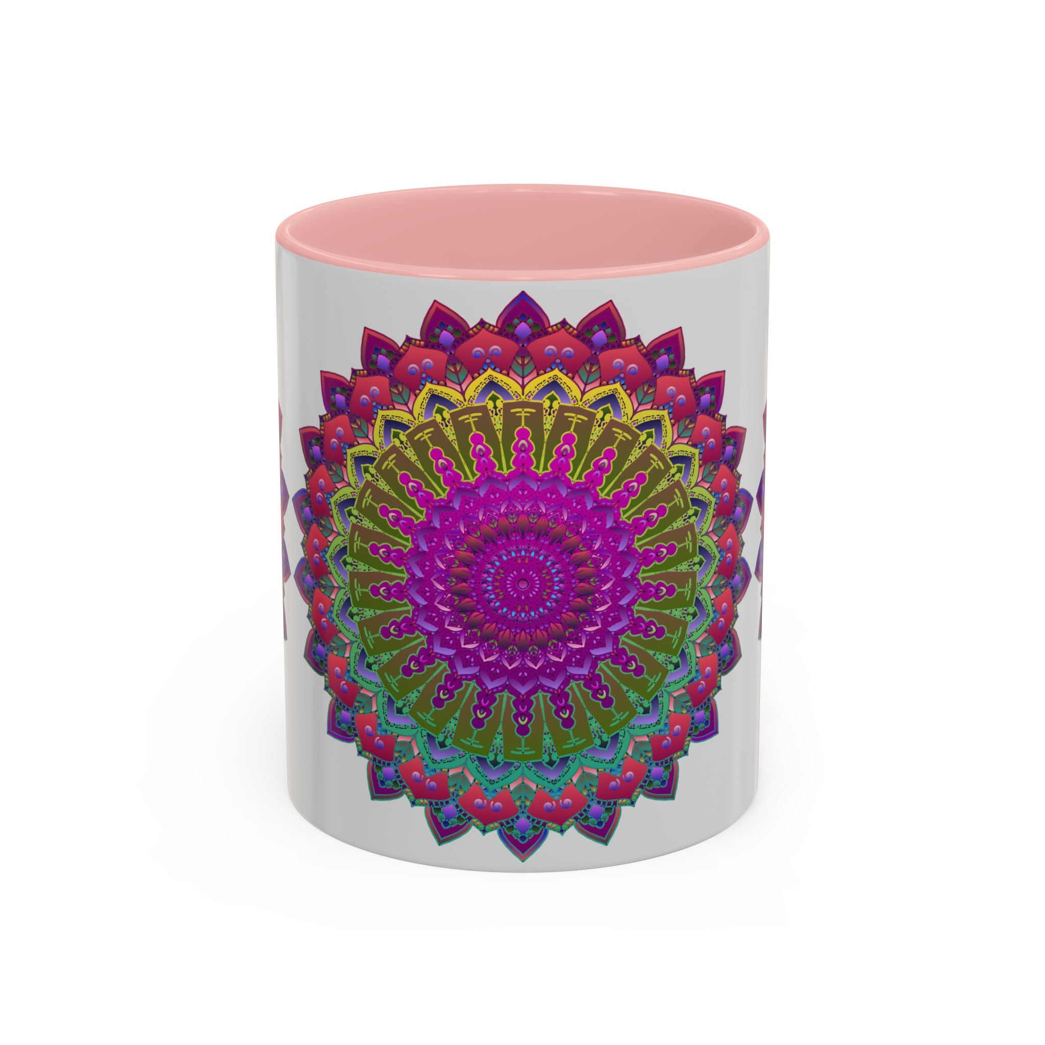 Colorful coffee mug with detailed and mesmerizing mandala art