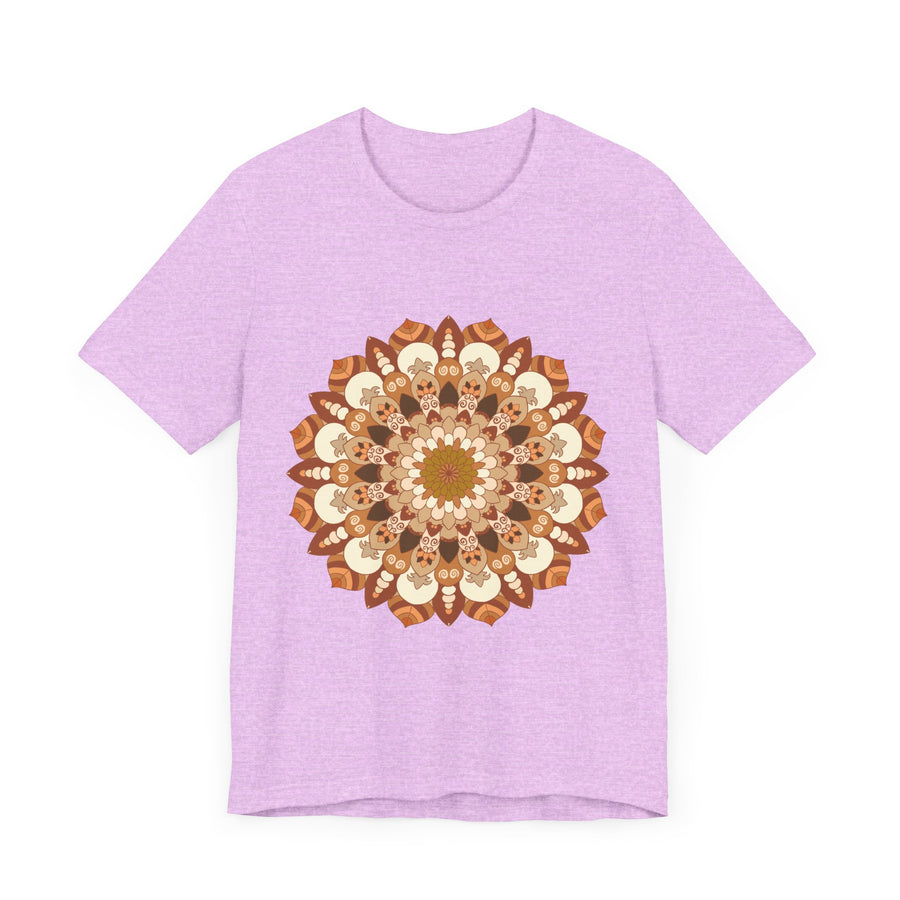 Beautiful brown and orange Intricate Mandala Tee with intricate geometric patterns