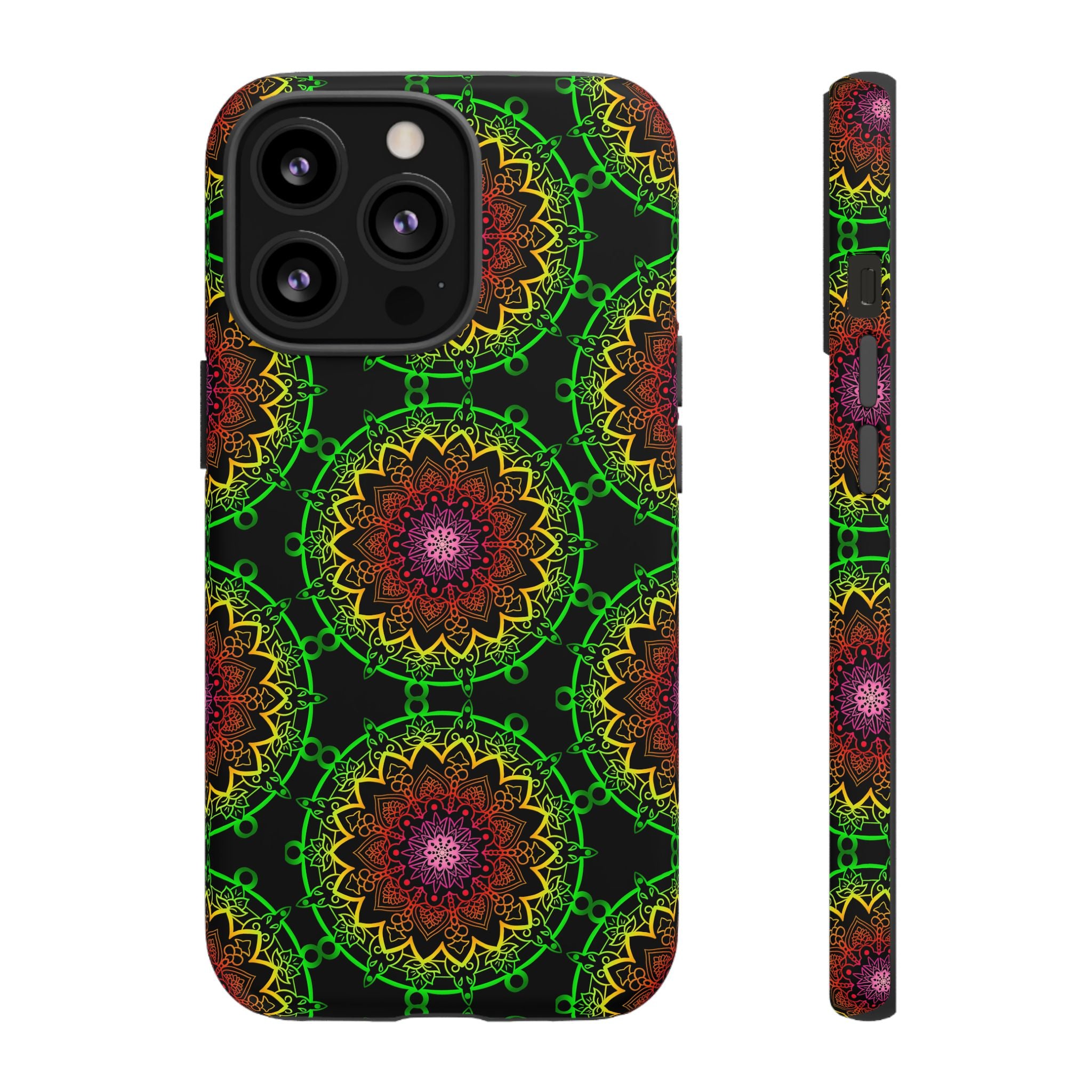 Custodia per telefono con mandala artistica, motivi audaci e stile moderno