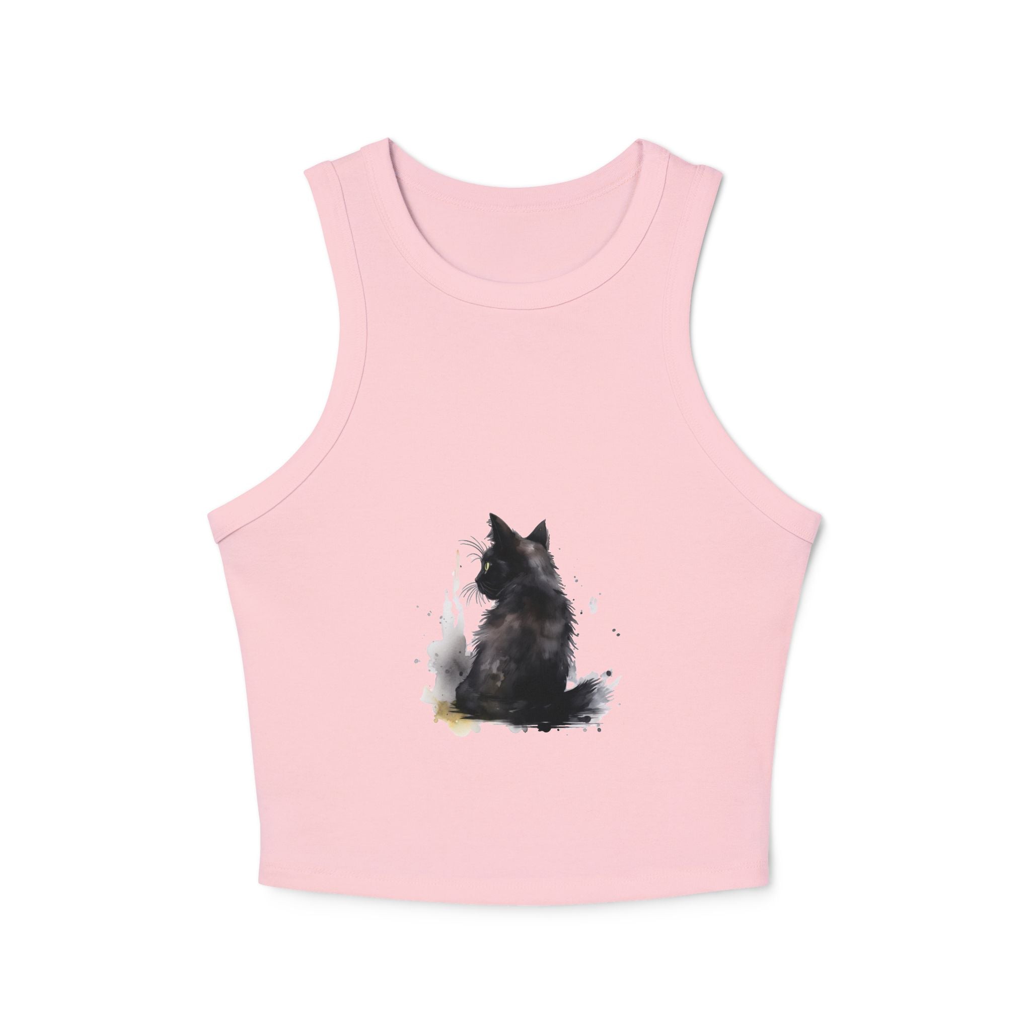 Black Cat Watercolor Racerback Tank Top with watercolor design