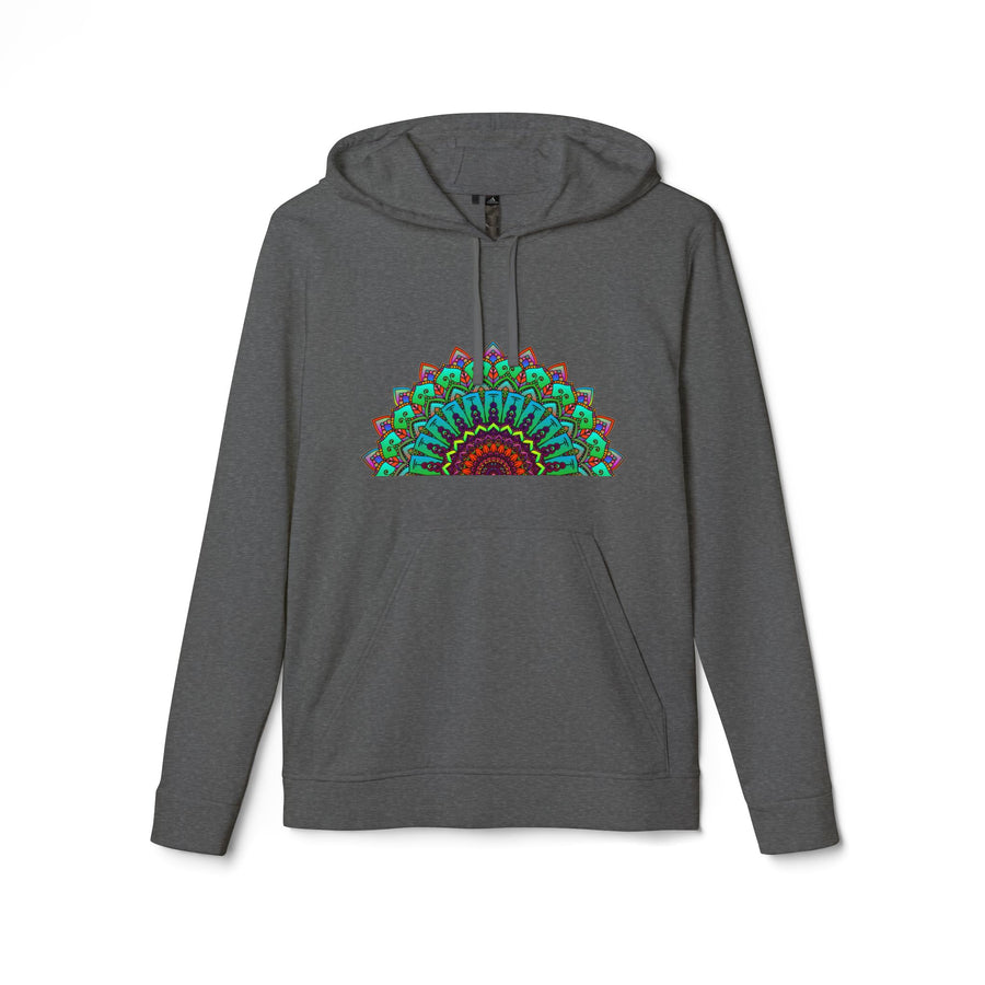 Neon Mandala Adidas Fleece Hoodie featuring vibrant mandala design and cozy fleece fabric