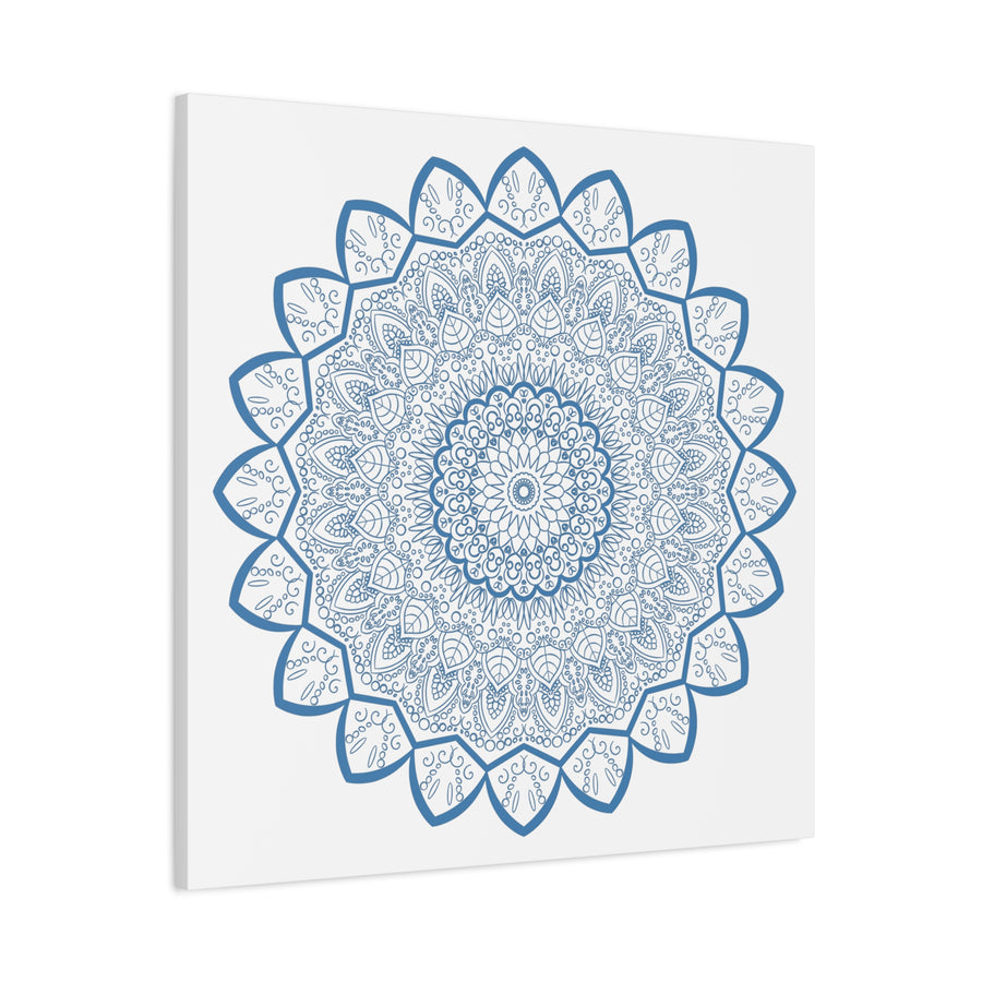 Handmade Mandala Art Steel Blue Matte Canvas Wall Art Stretched 125 Inch