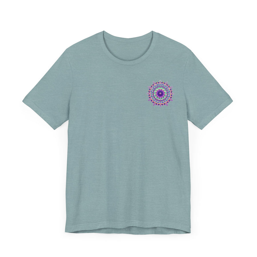 Beautiful blue Mandala Tee featuring intricate design for spiritual peace and harmony