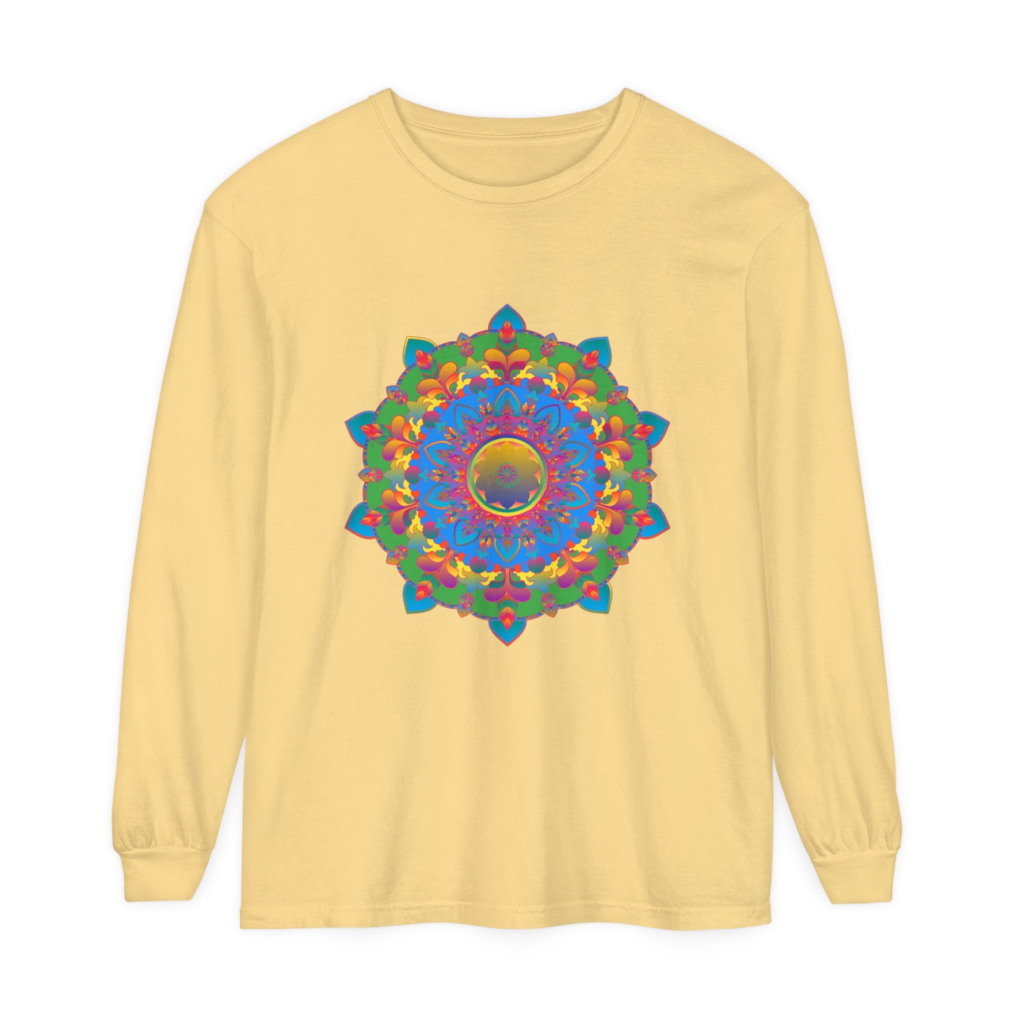 Colorful and detailed mandala design long sleeve t-shirt for women
