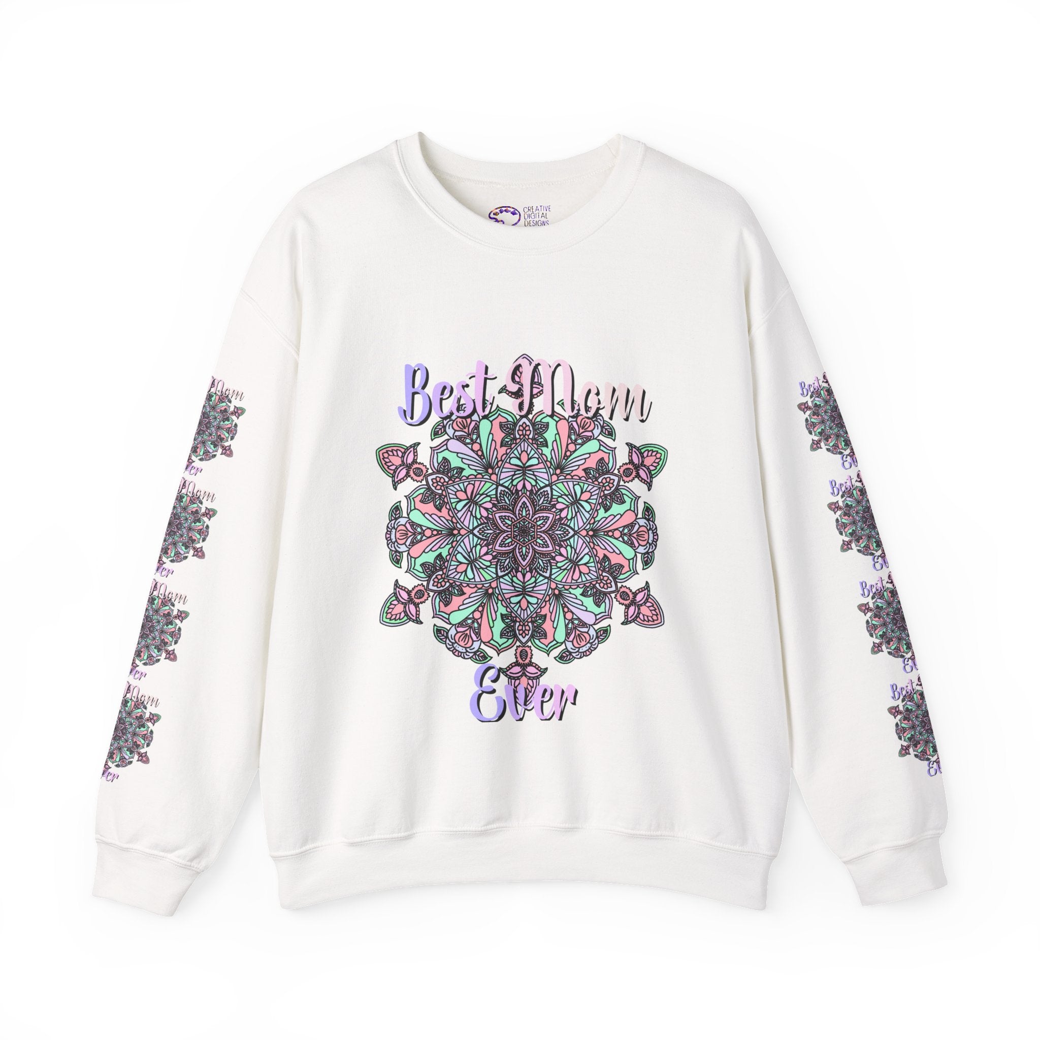 Mandala Design Sweatshirt in Soft Pink and Lavender for Moms