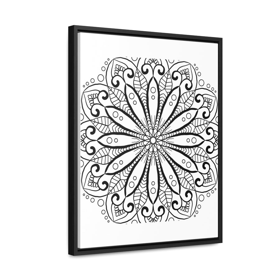 Gallery canvas wrap featuring handmade black and white mandala art