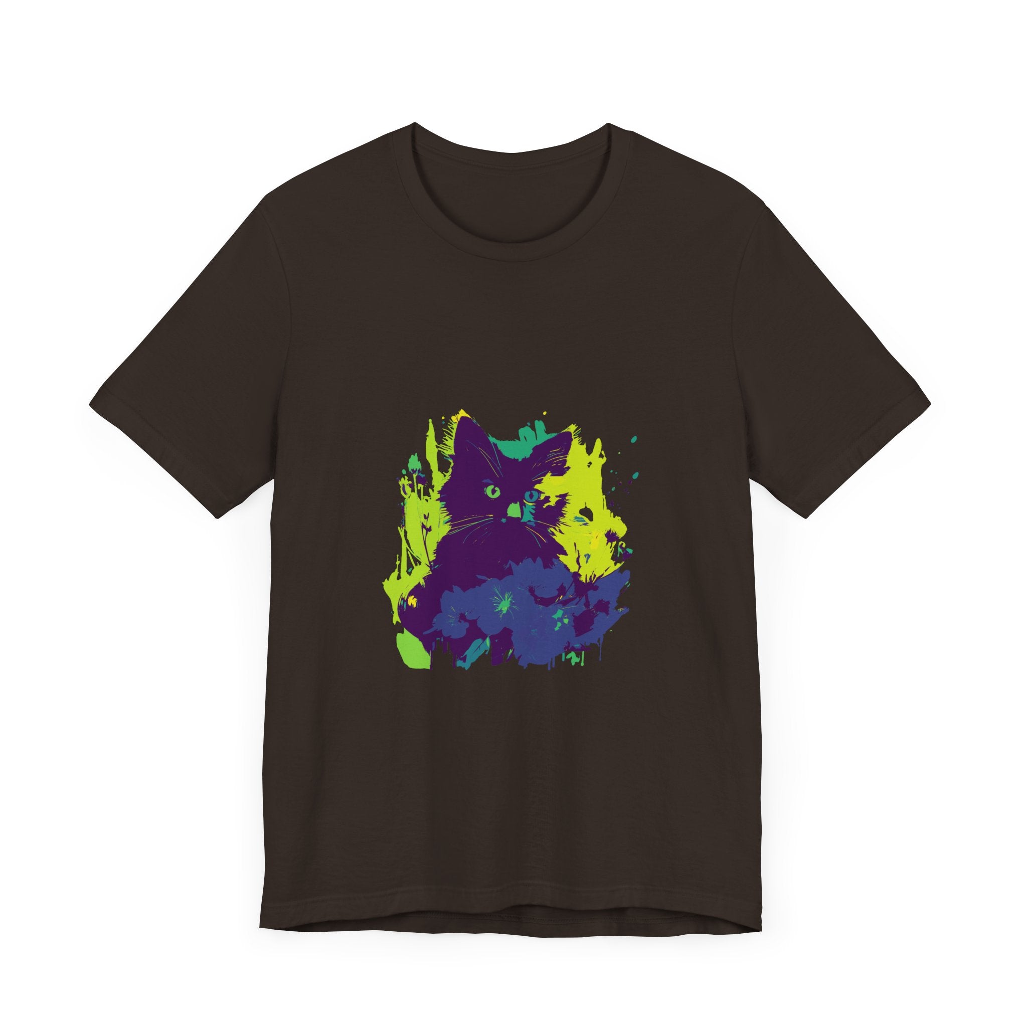 Black Cat Mystery - Abstract T-Shirt with intricate design and bold colors