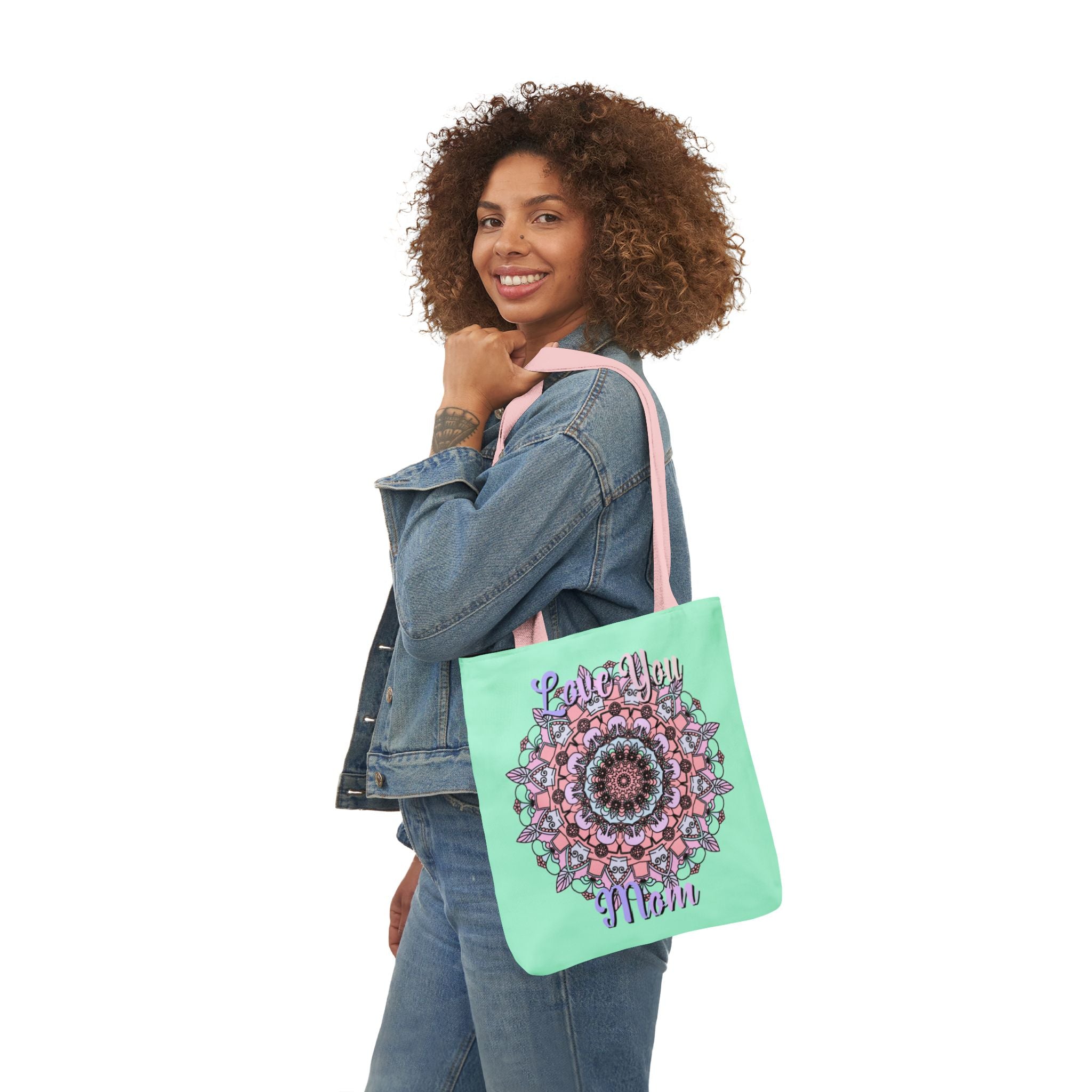 Mandala 'Love You Mom' Canvas Tote — Floral Mother's Day Gift Bag