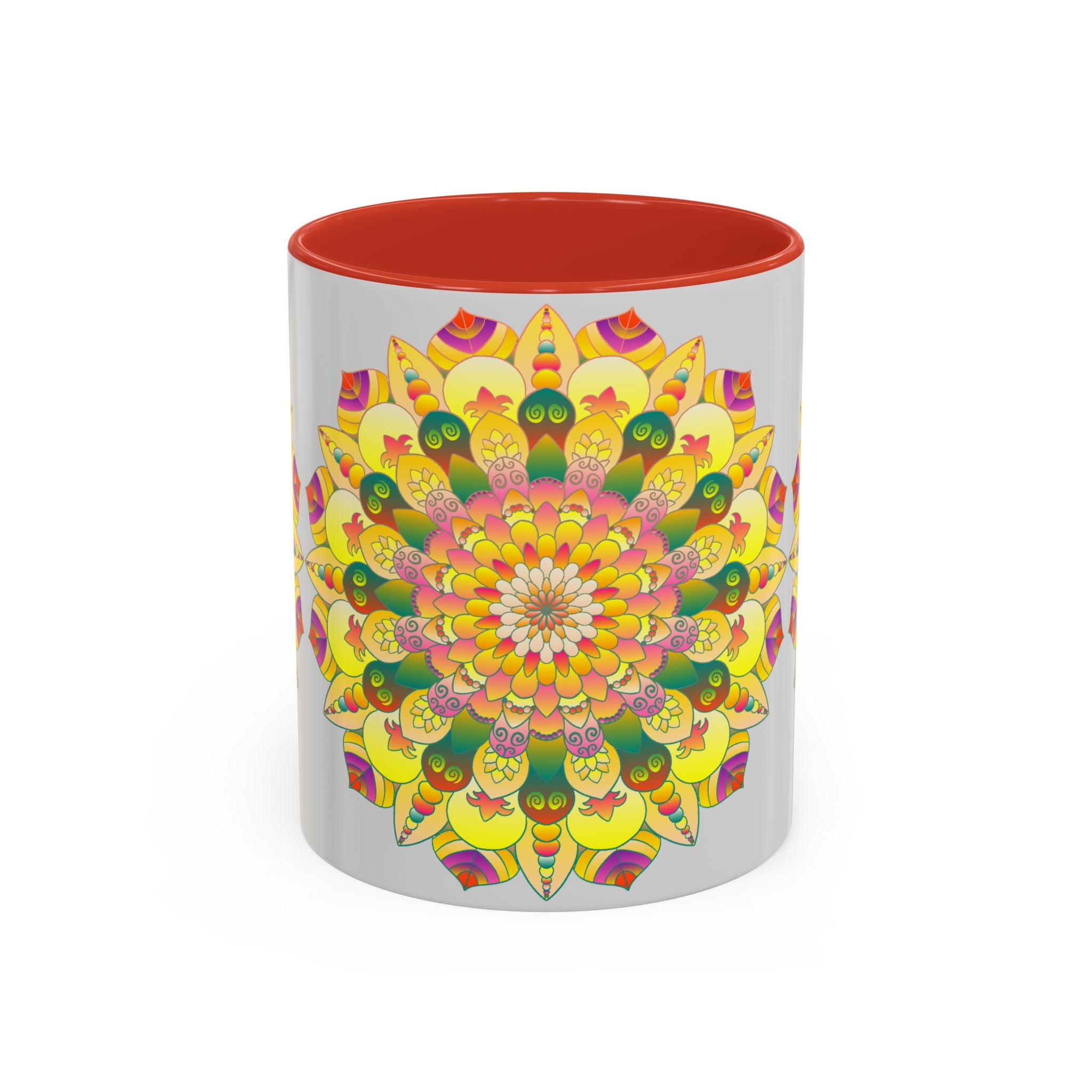 Unique coffee mug with eye-catching floral mandala pattern