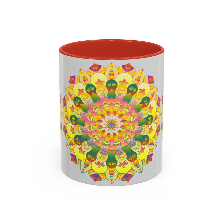 Unique coffee mug with eye-catching floral mandala pattern