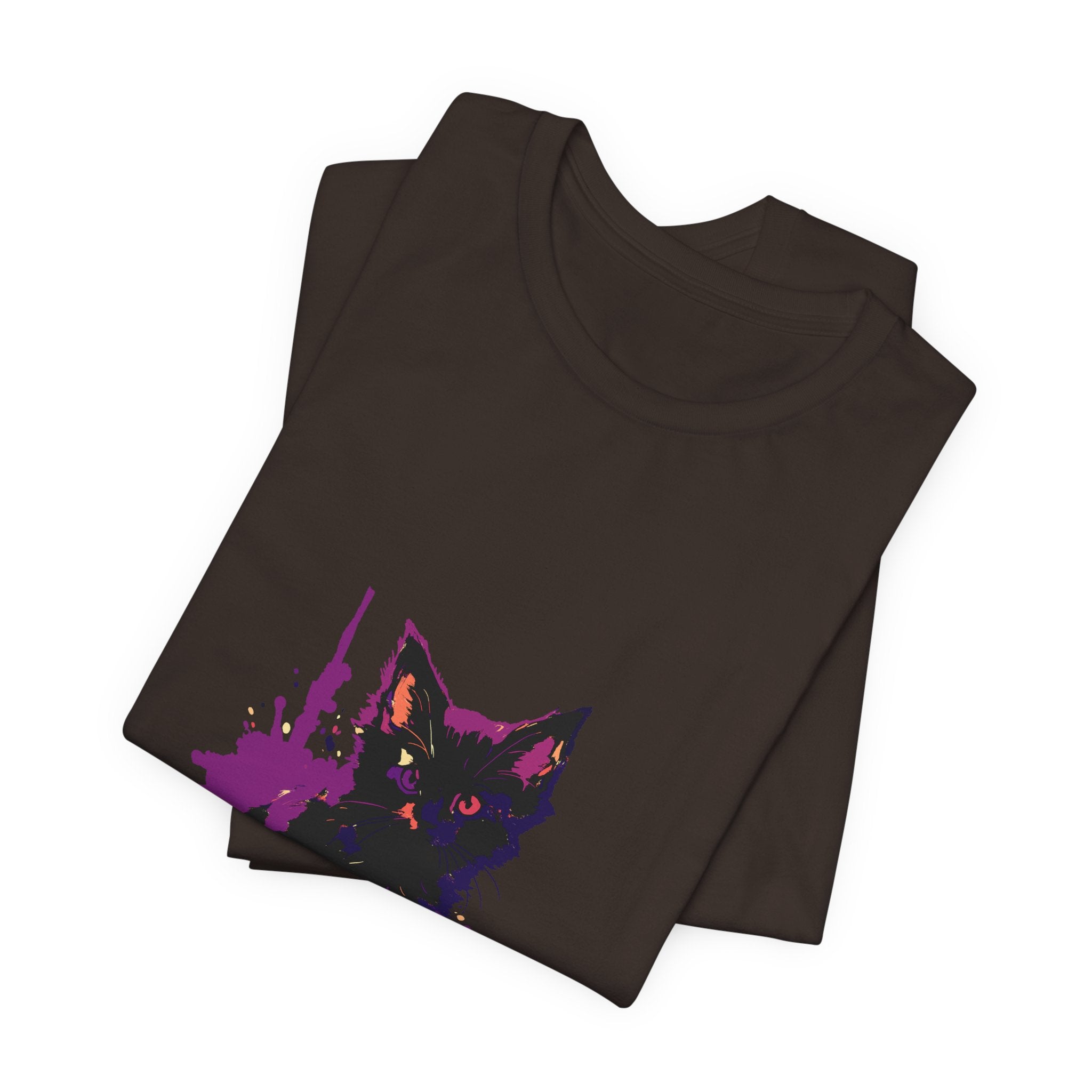 Black Cat Mystery - Purple Paint Splatter T-Shirt