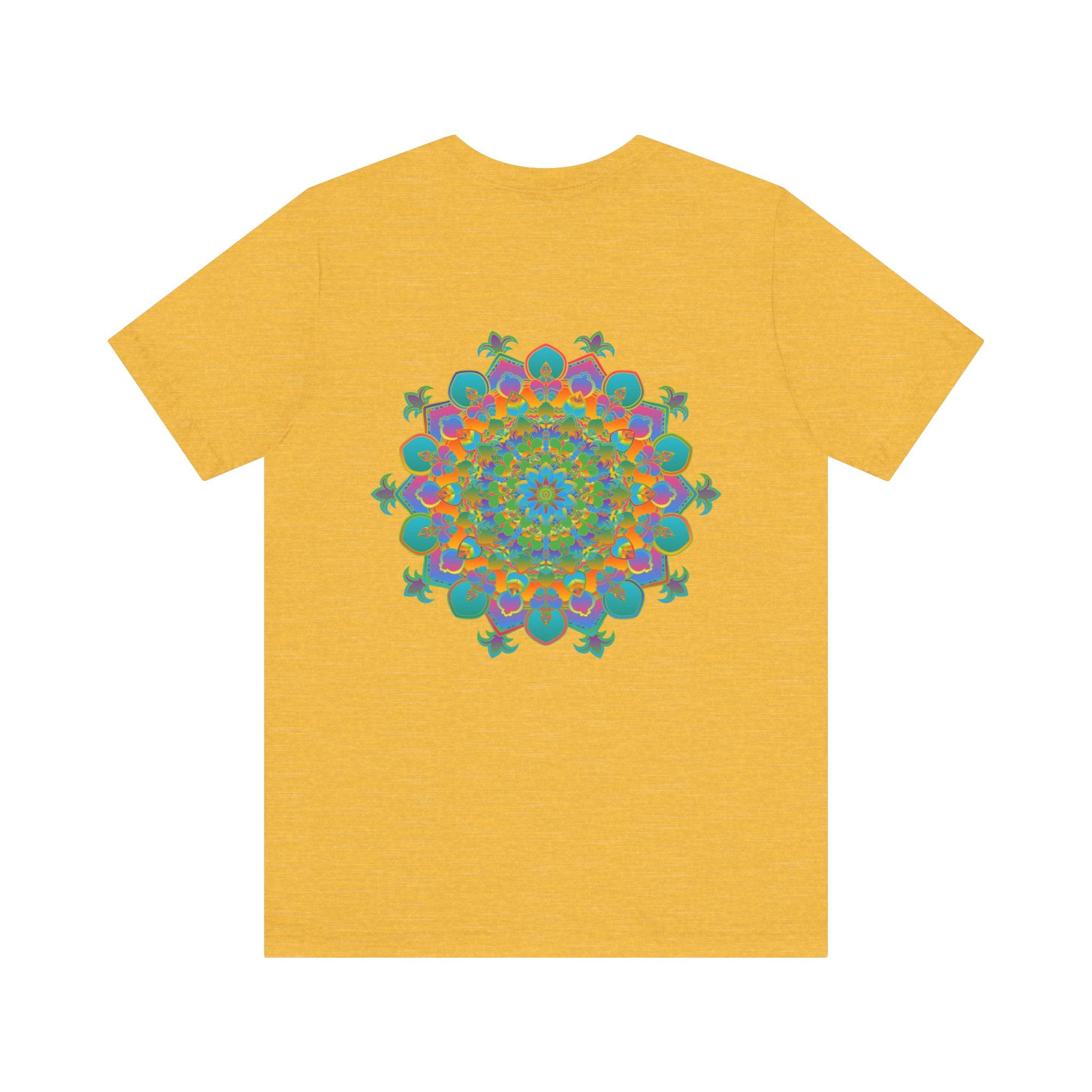 A colorful and intricate mandala design adorns this Vibrant Mandala Tee, symbolizing spiritual peace and harmony for the wearer