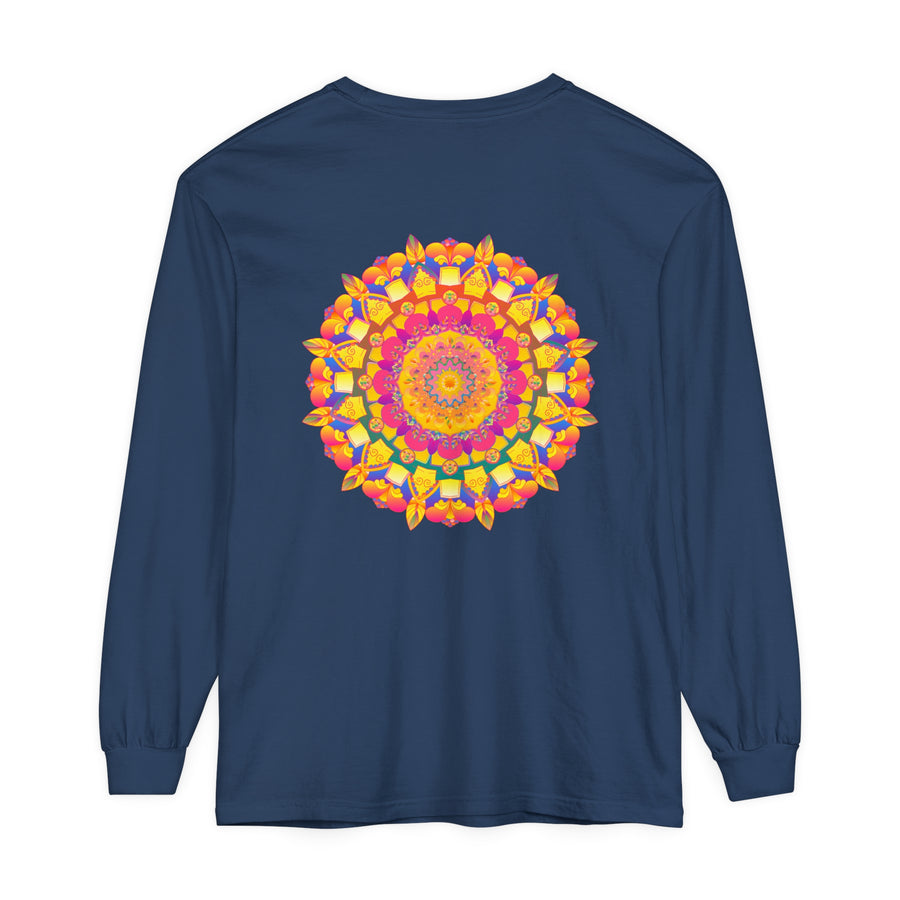 Colorful Mandala Long Sleeve T-Shirt featuring vibrant psychedelic art design