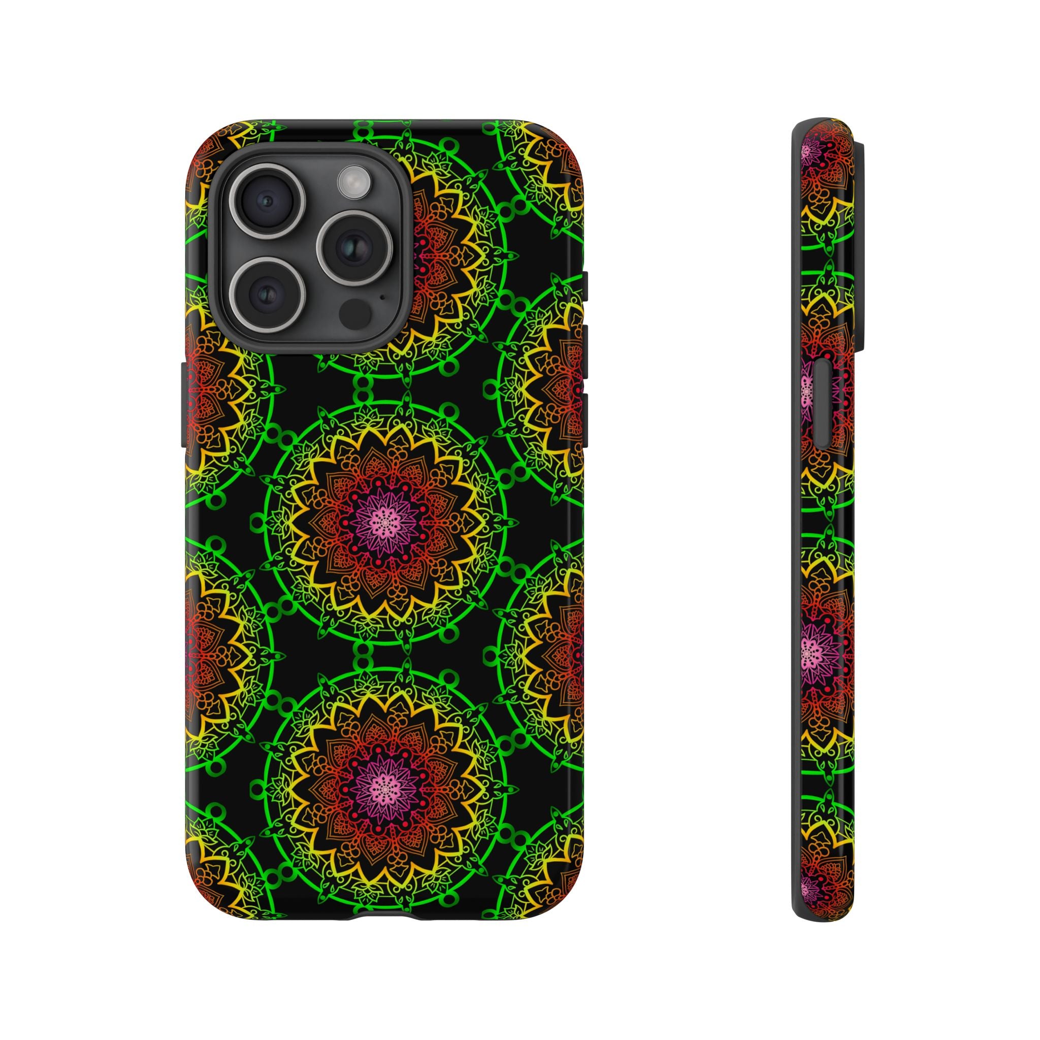 Custodia per telefono con mandala artistica, motivi audaci e stile moderno