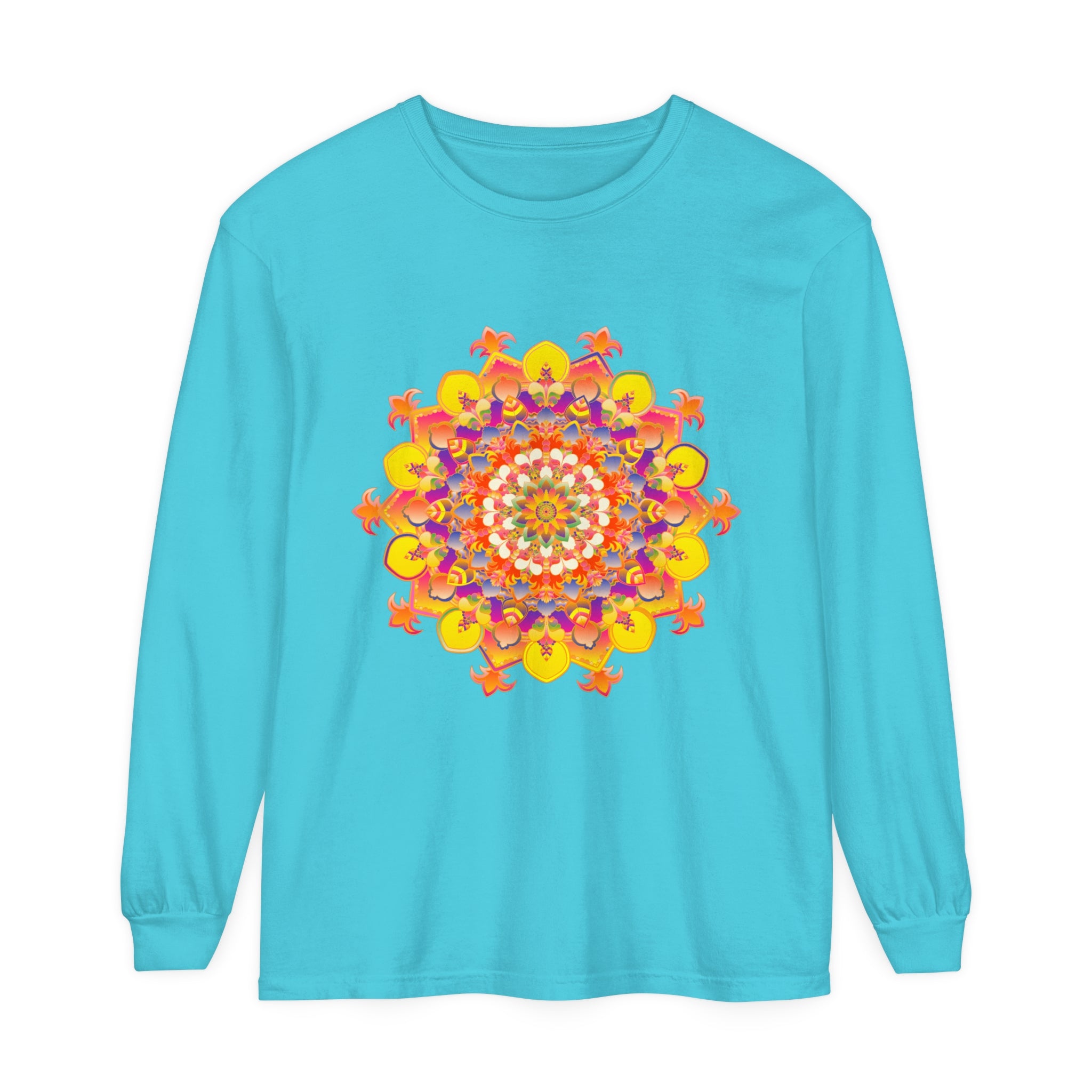 Colorful and intricate mandala design long sleeve t-shirt for all genders