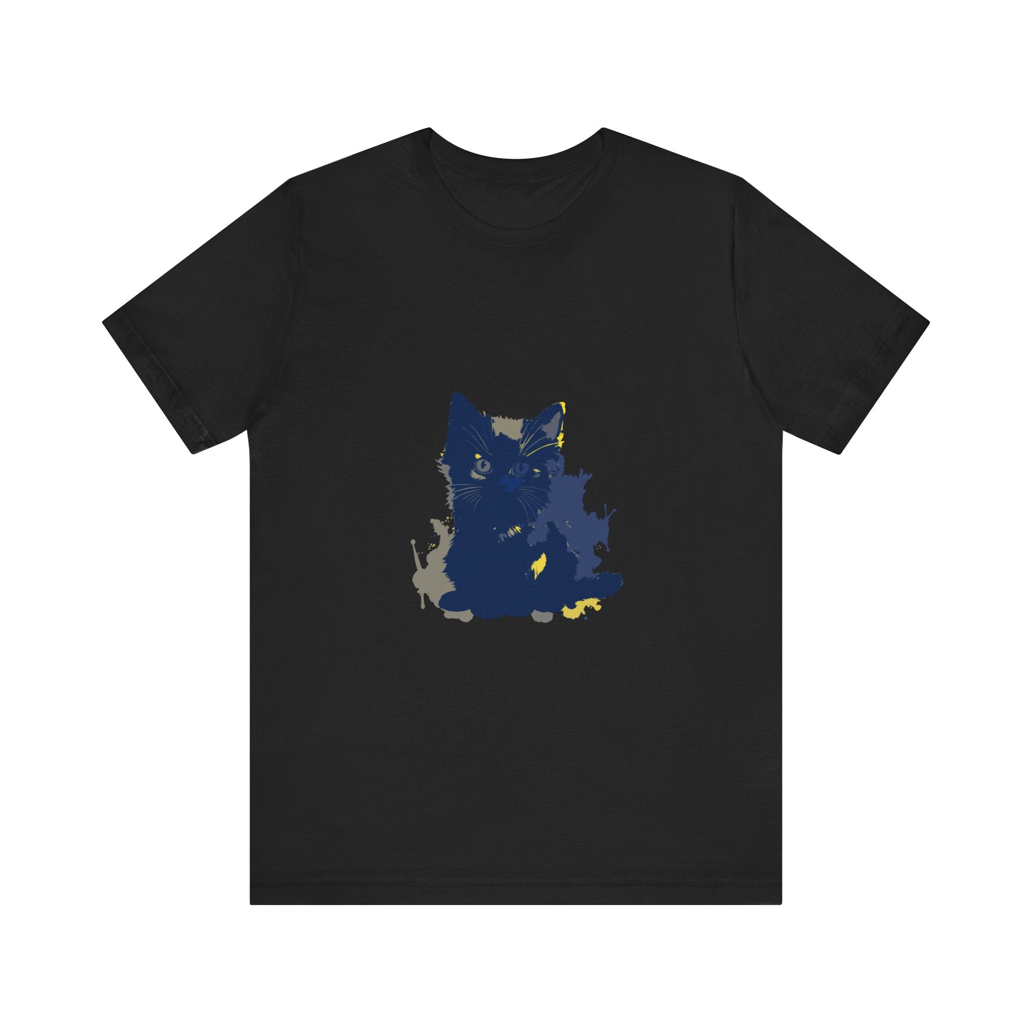 Midnight Blue Cat Mystery T-Shirt featuring a playful feline design