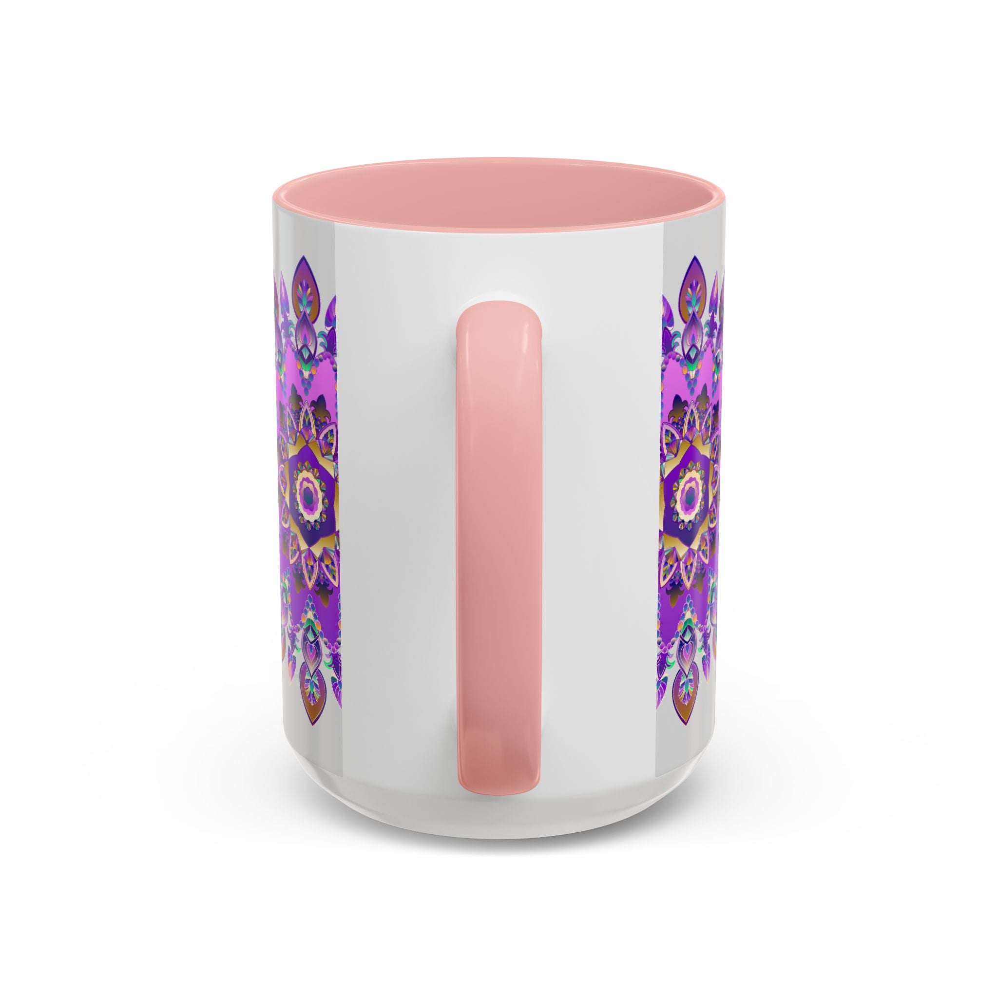 Chic cup showcasing a vibrant purple and gold mandala pattern
