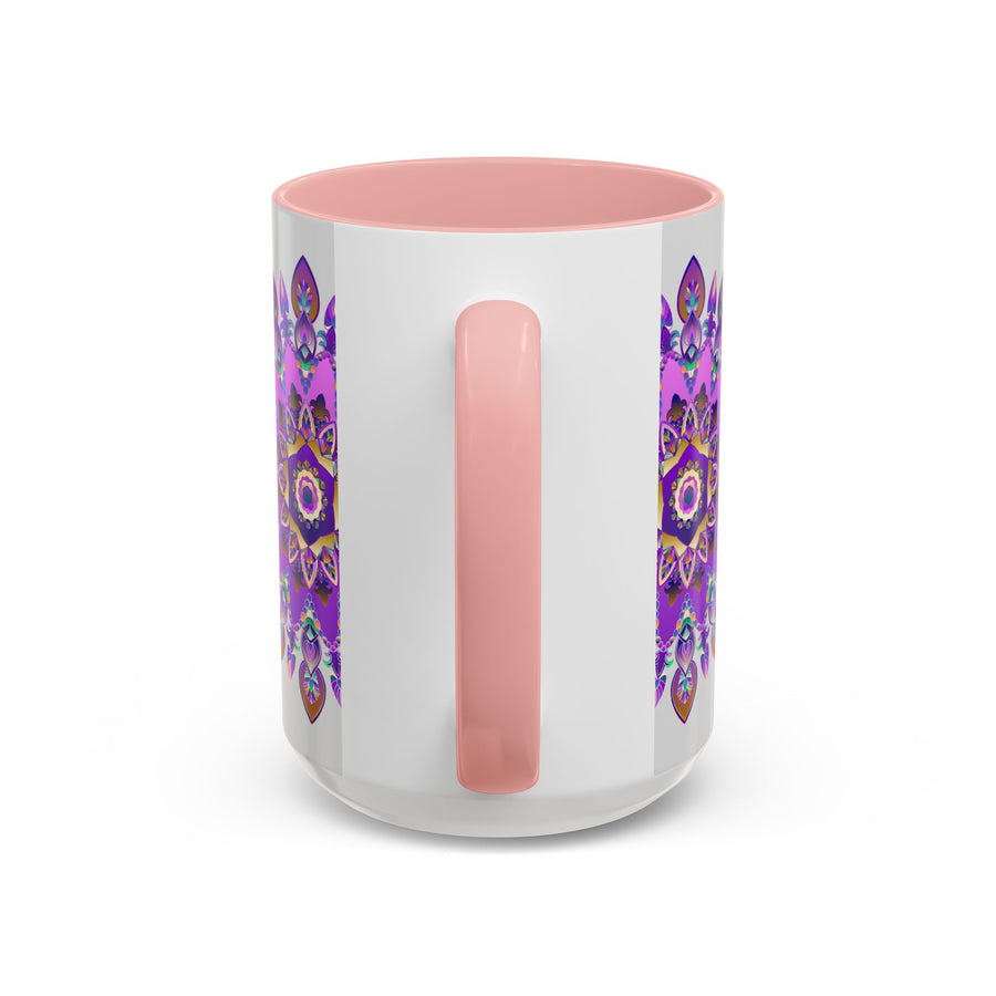 Chic cup showcasing a vibrant purple and gold mandala pattern