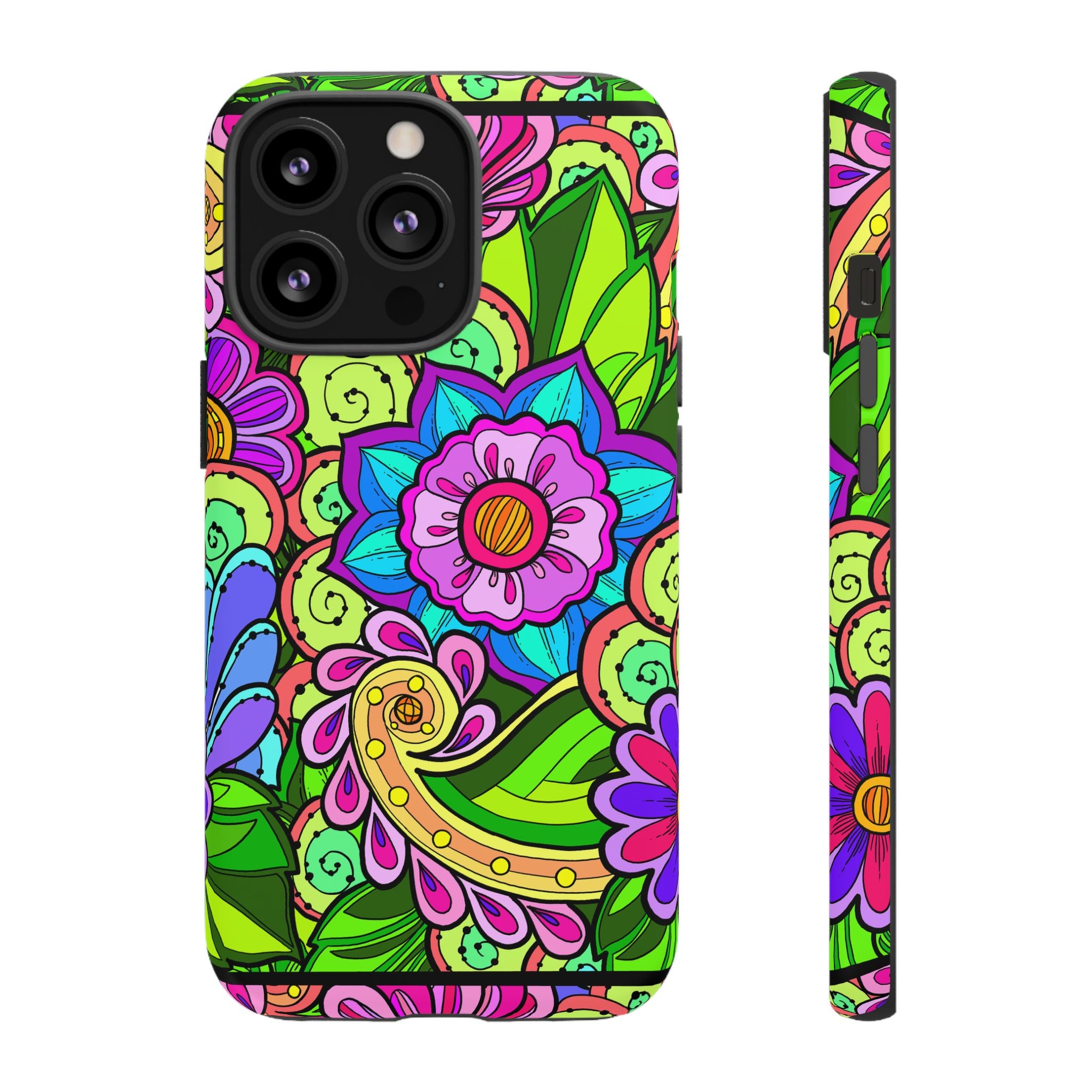 Floral Fantasy iPhone and Google Pixel Case in Bright Green Palette