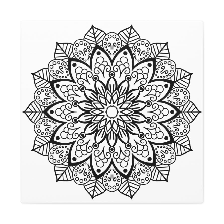 Beautiful handcrafted black and white mandala artwork on matte canvas
