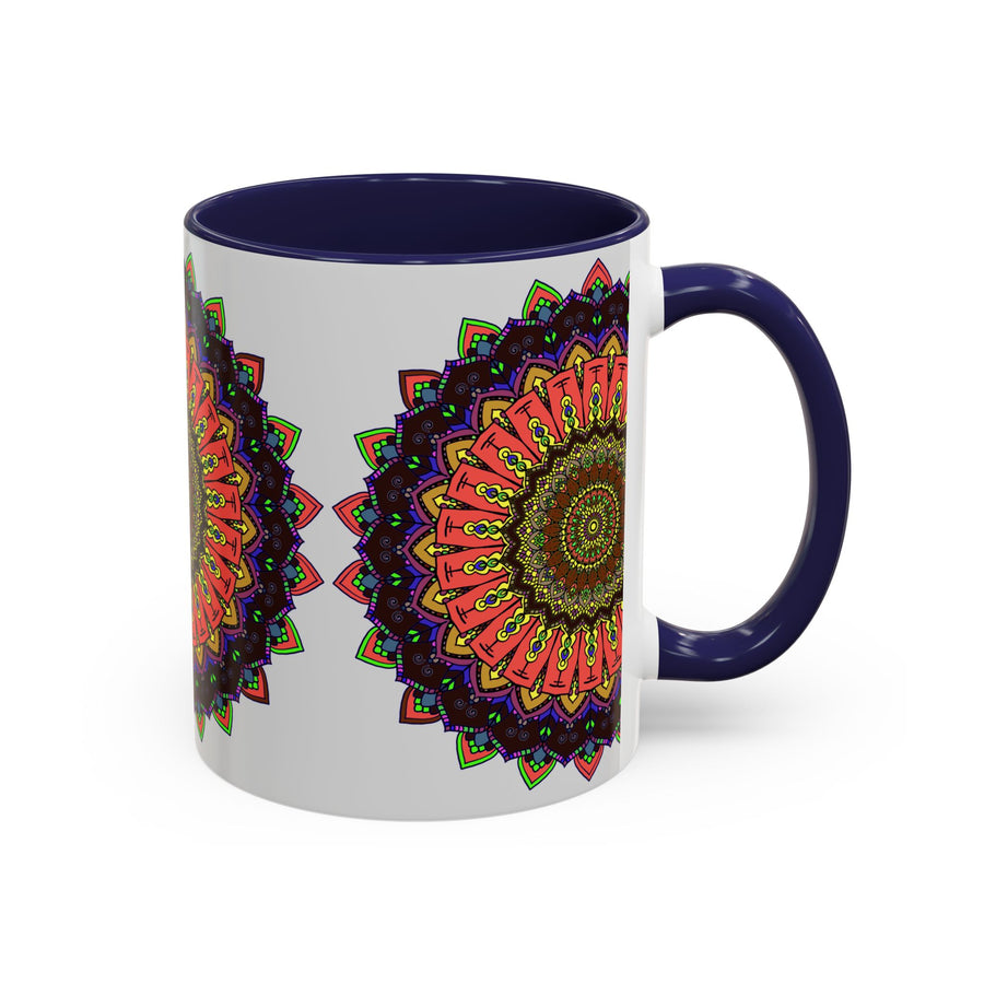 Colorful and intricate mandala art adorning a high-quality ceramic mug