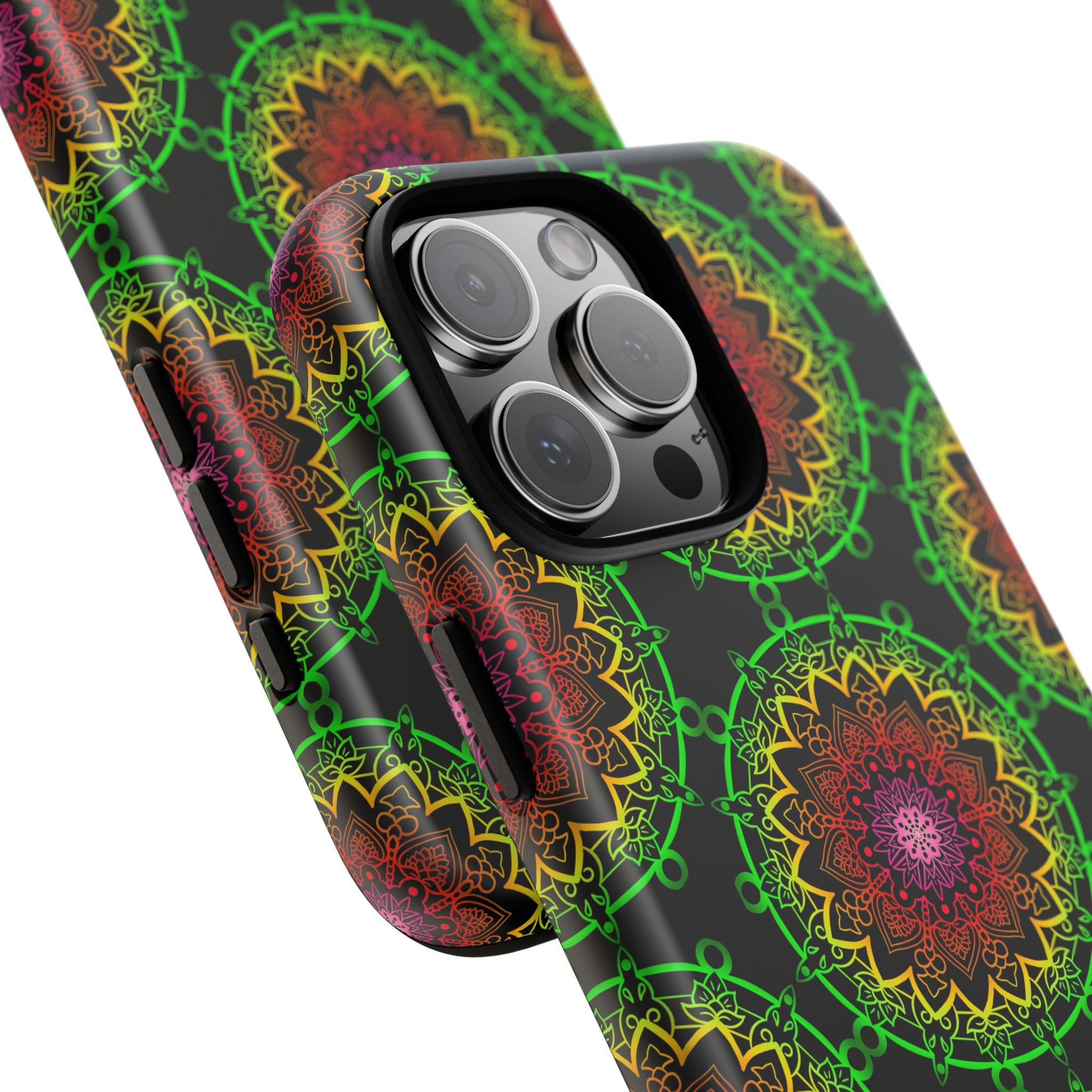 Custodia per telefono con mandala artistica, motivi audaci e stile moderno