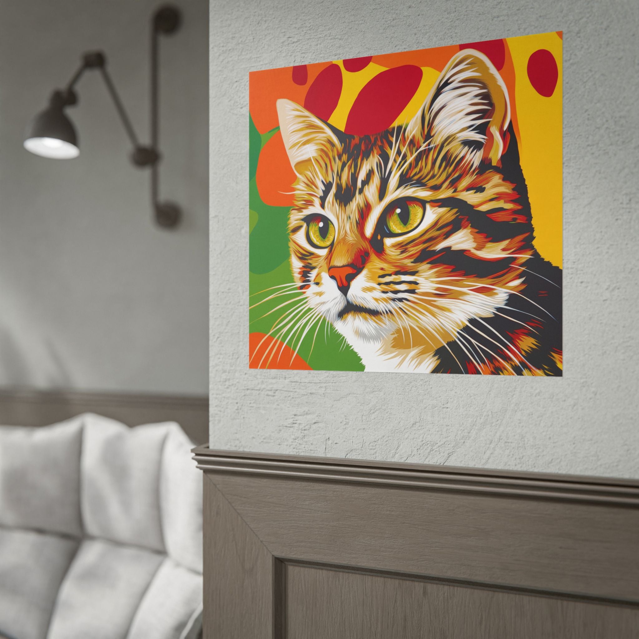 Colorful Pop Art Cat Poster — Rolled Wall Art for Cat Lovers