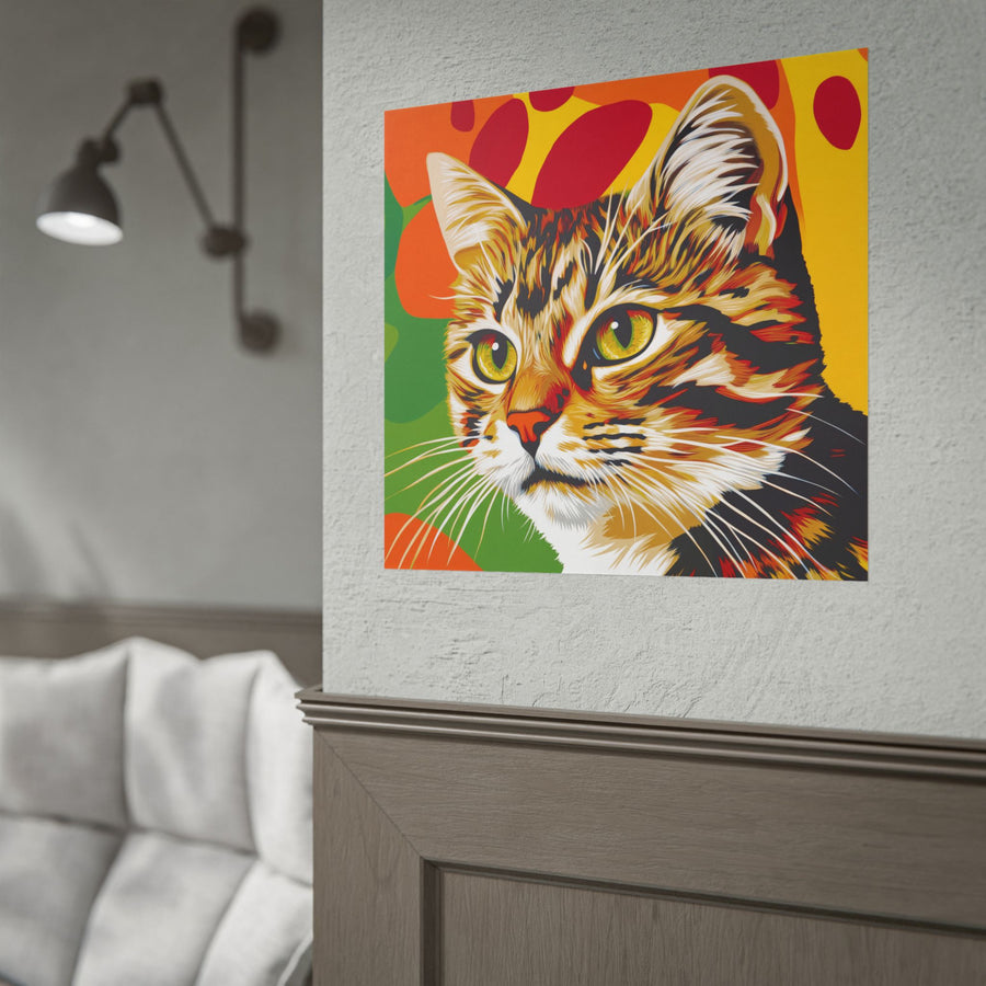 Poster gatto pop art colorato — Arte da parete arrotolabile per amanti dei gatti