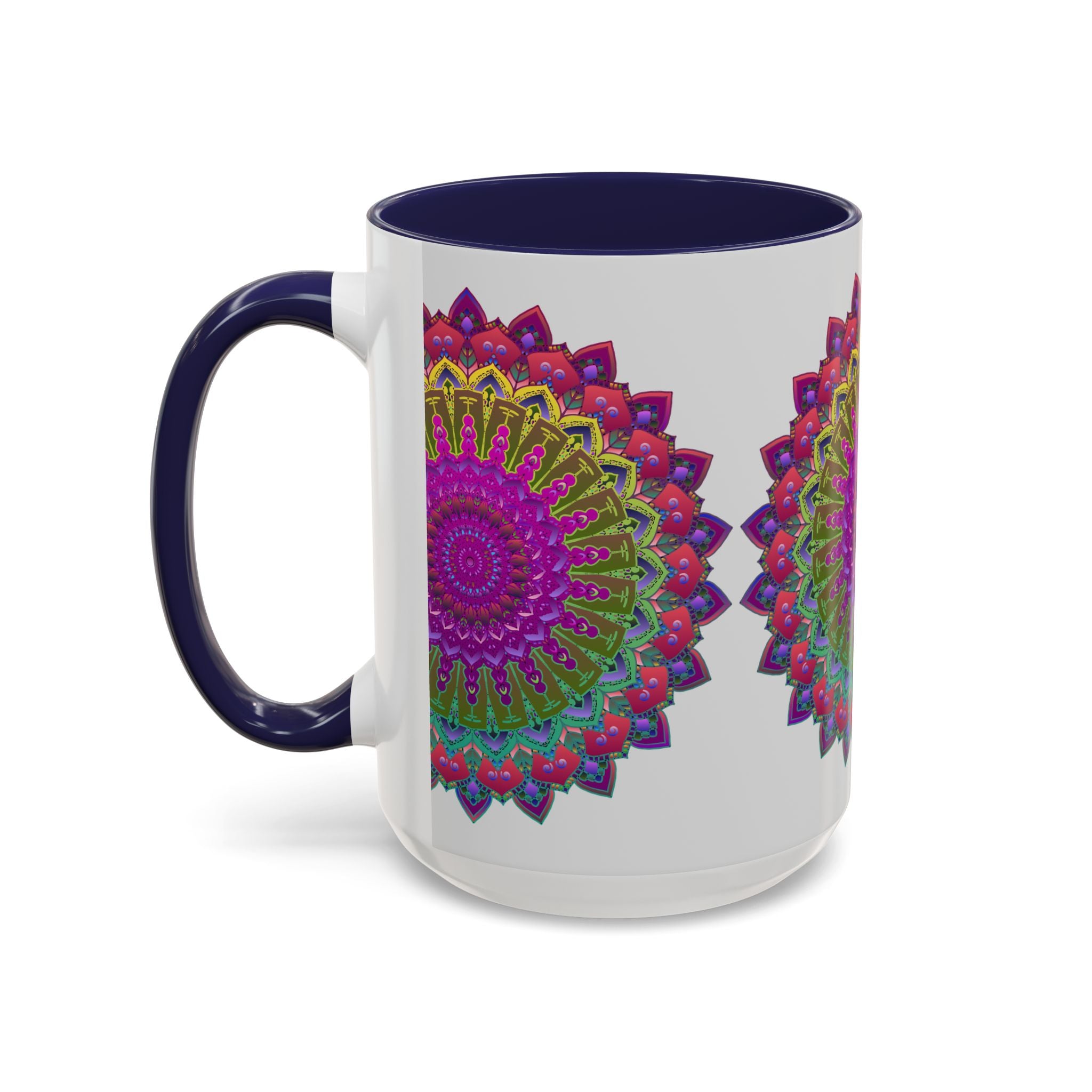 Vibrant and detailed mandala pattern on a high-quality ceramic mug